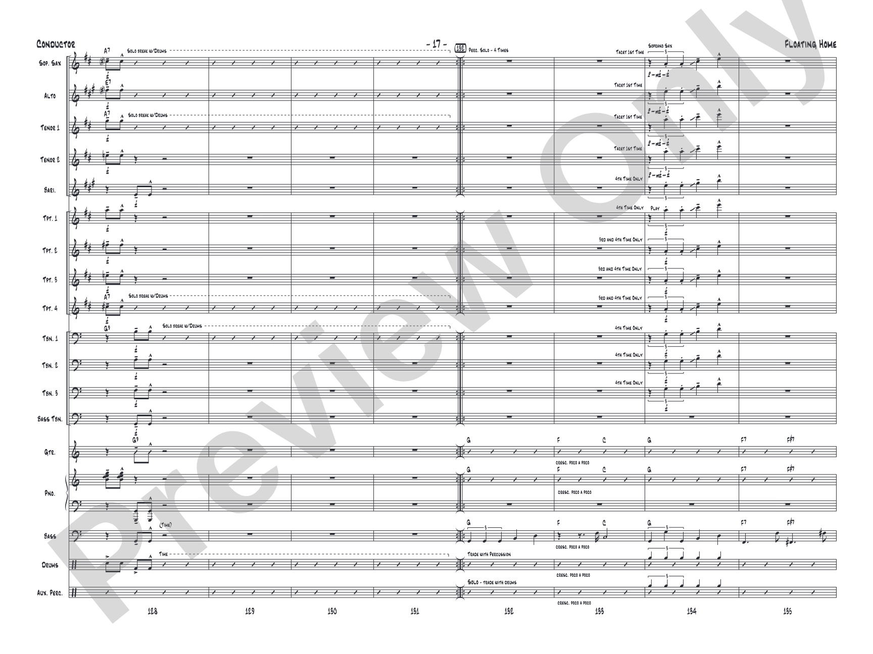 Floating Home: Jazz Ensemble Conductor Score & Parts