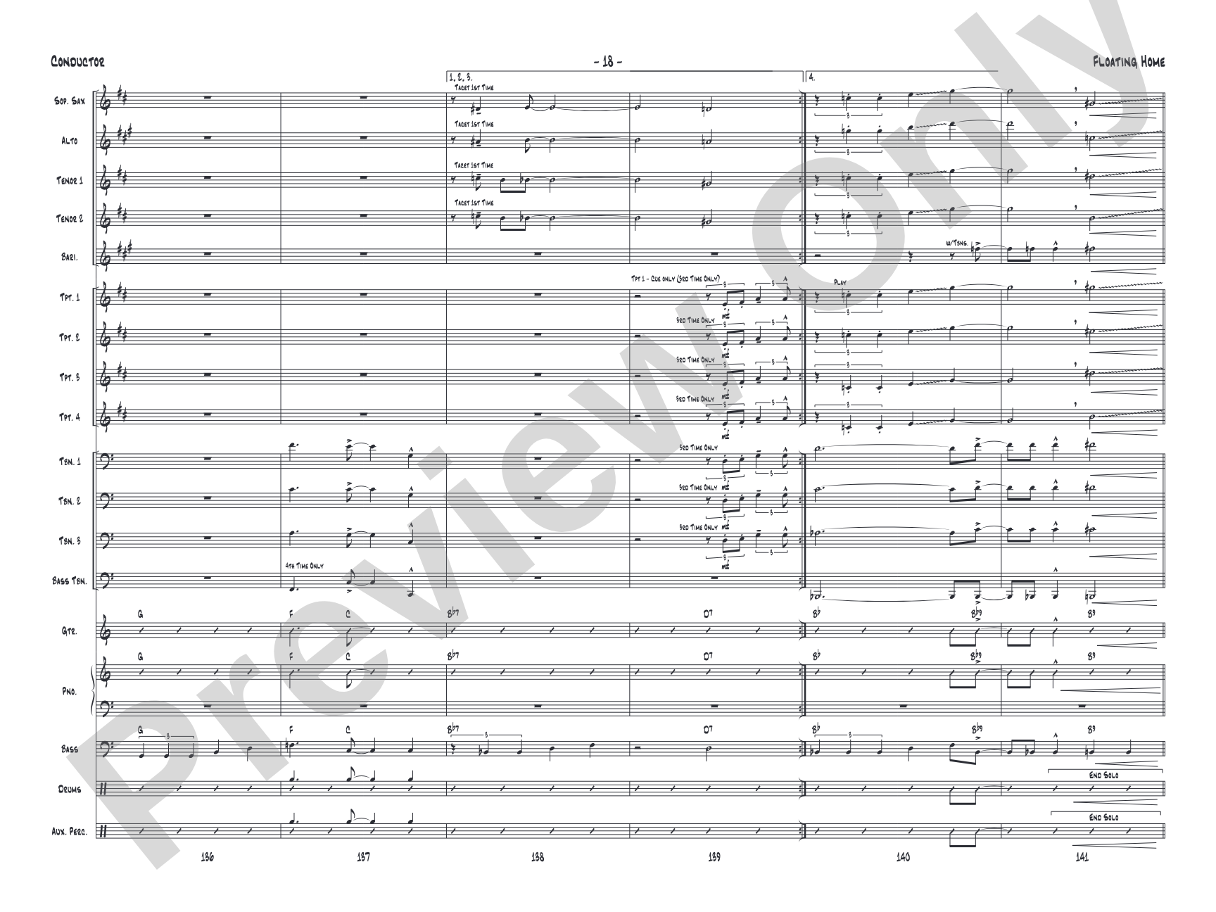 Floating Home: Jazz Ensemble Conductor Score & Parts