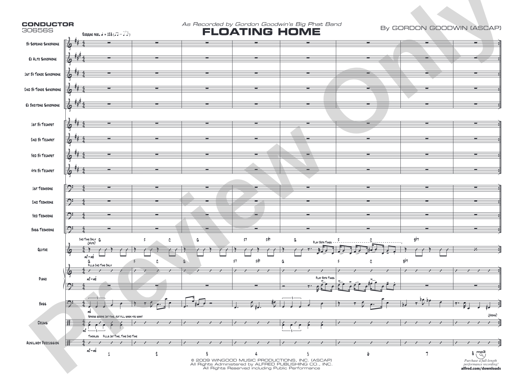 Floating Home: Jazz Ensemble Conductor Score & Parts