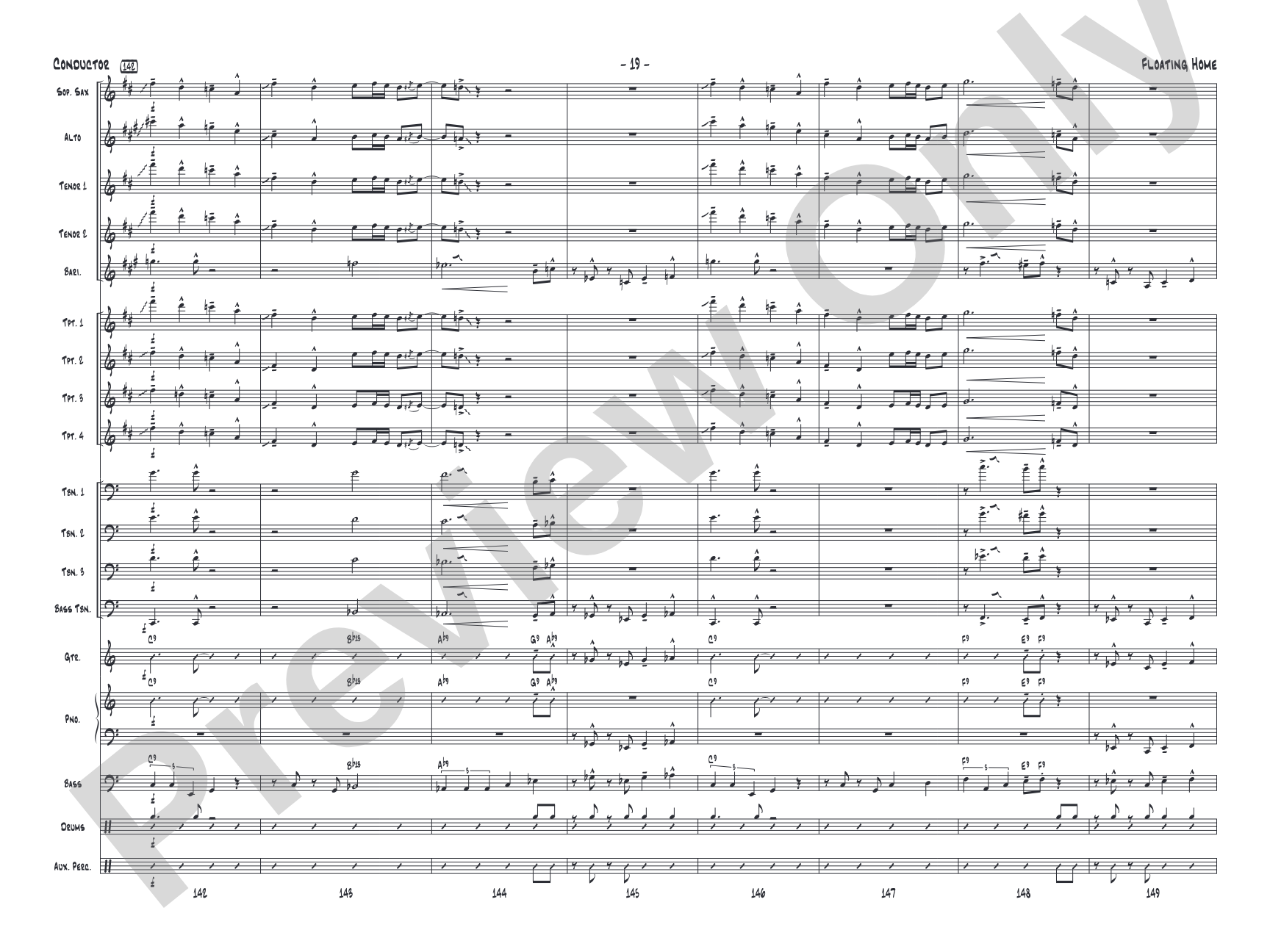 Floating Home: Jazz Ensemble Conductor Score & Parts