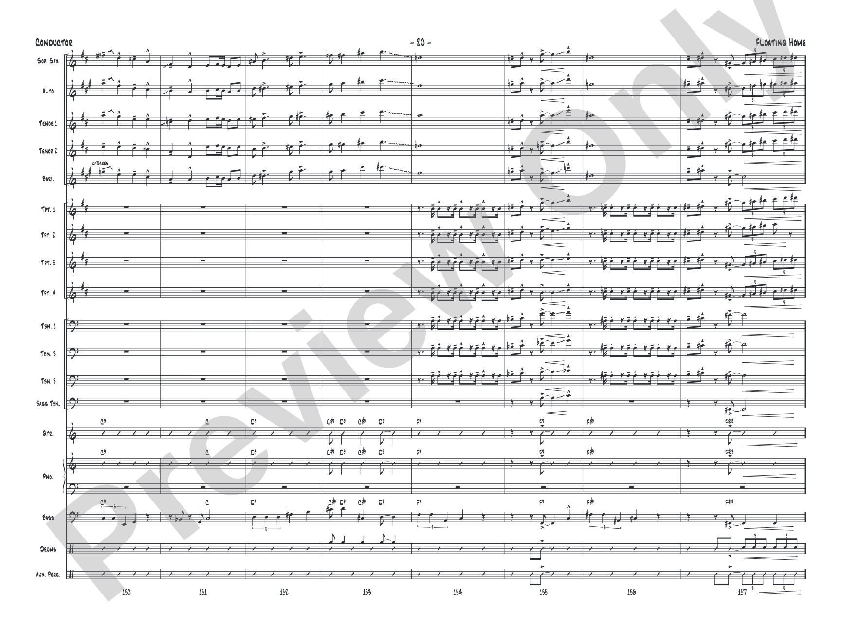 Floating Home: Jazz Ensemble Conductor Score & Parts
