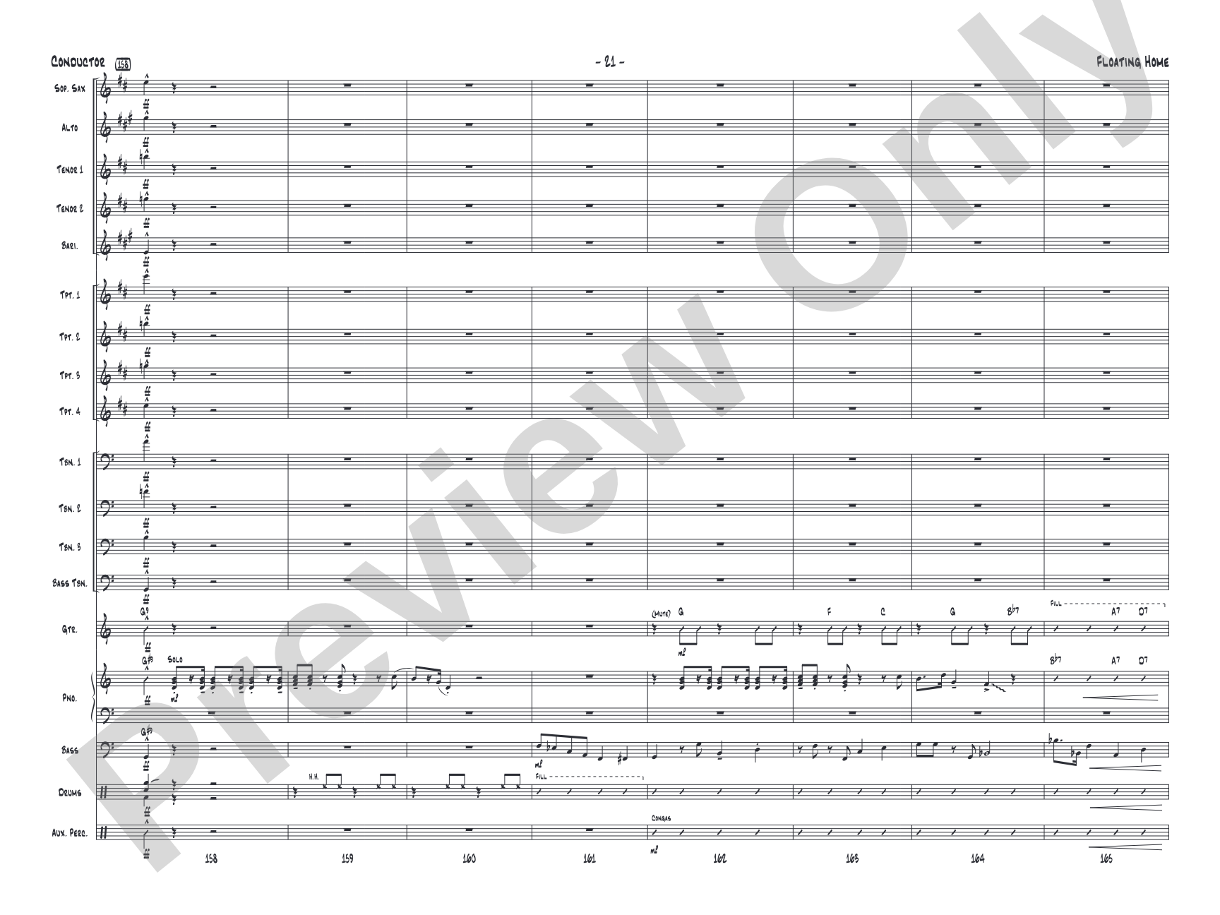 Floating Home: Jazz Ensemble Conductor Score & Parts
