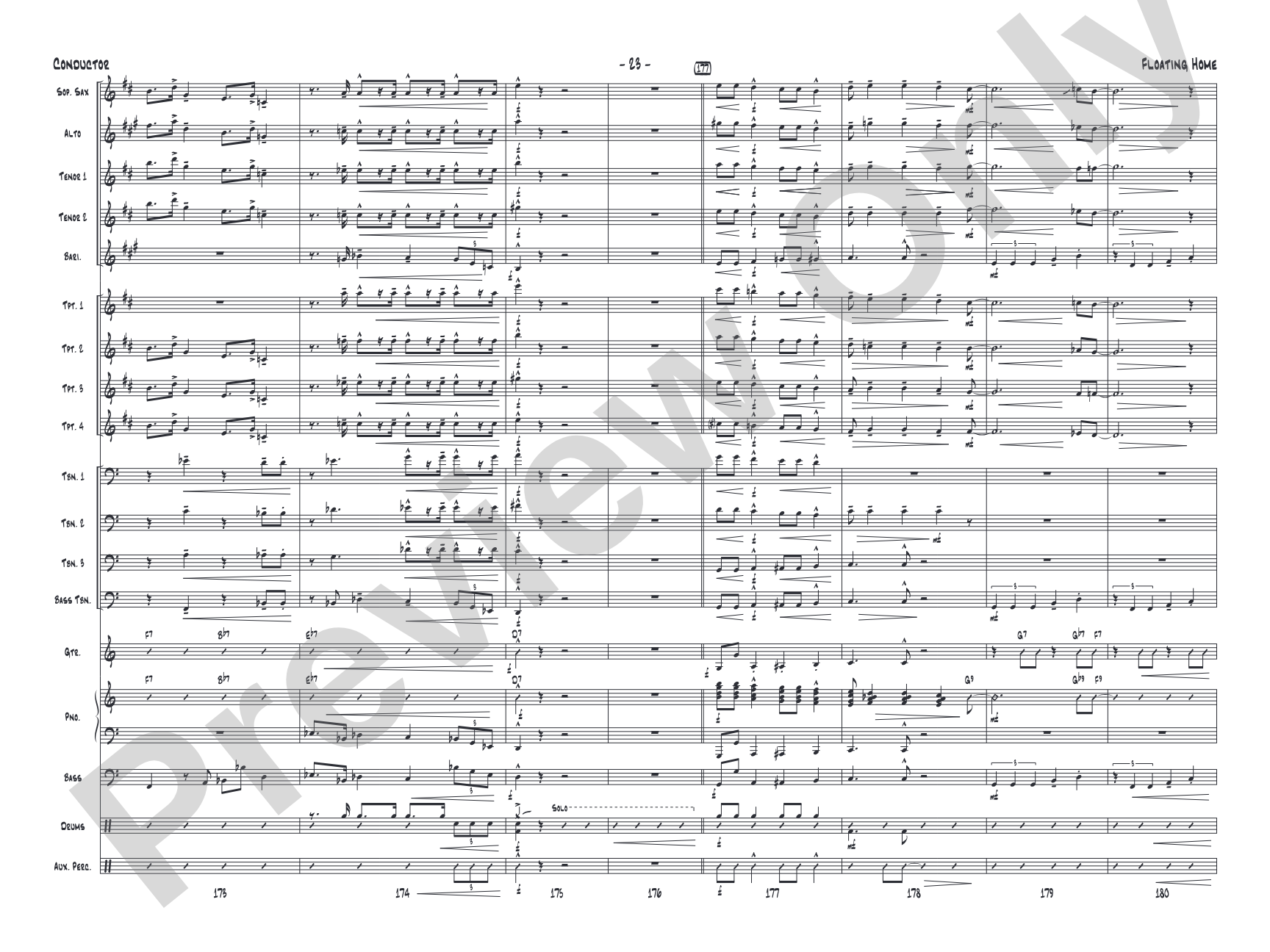Floating Home: Jazz Ensemble Conductor Score & Parts