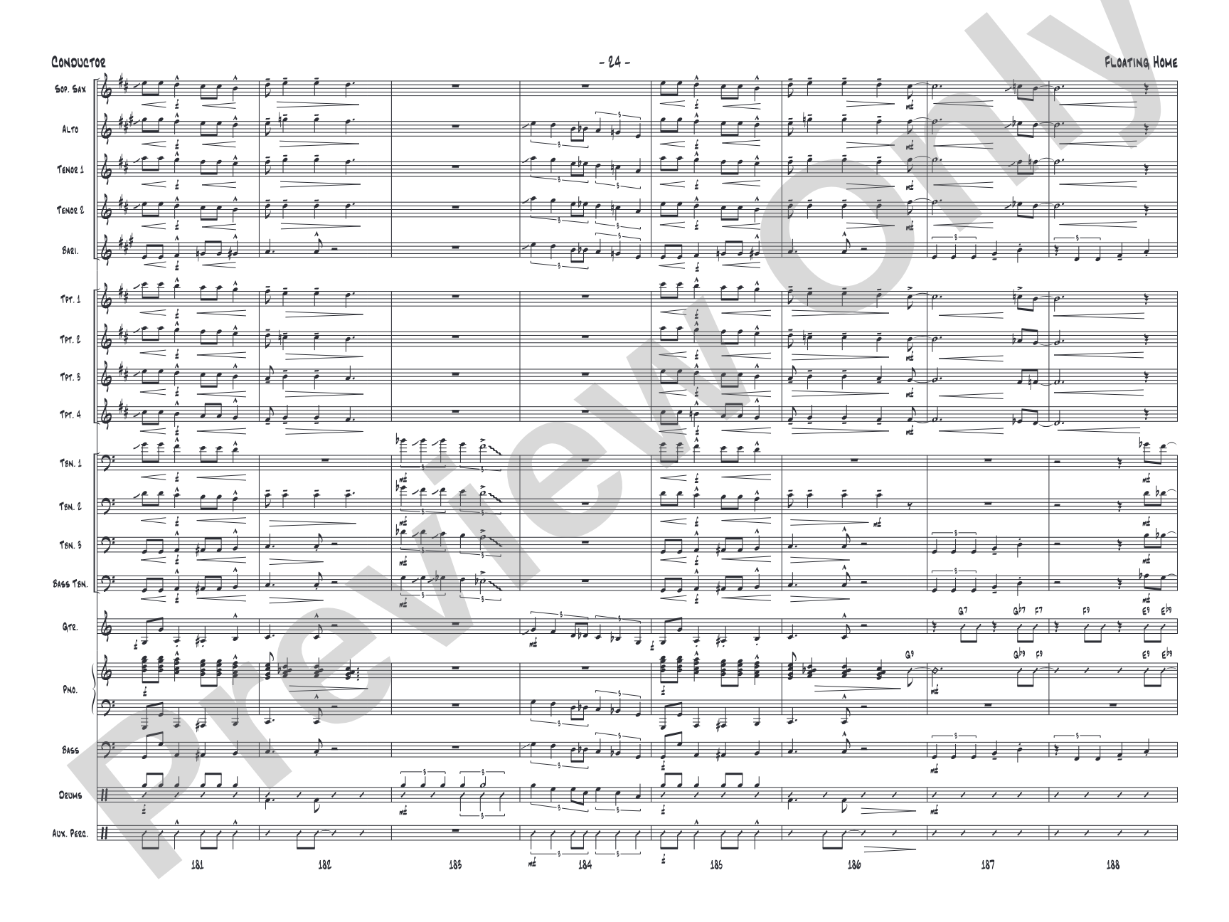 Floating Home: Jazz Ensemble Conductor Score & Parts