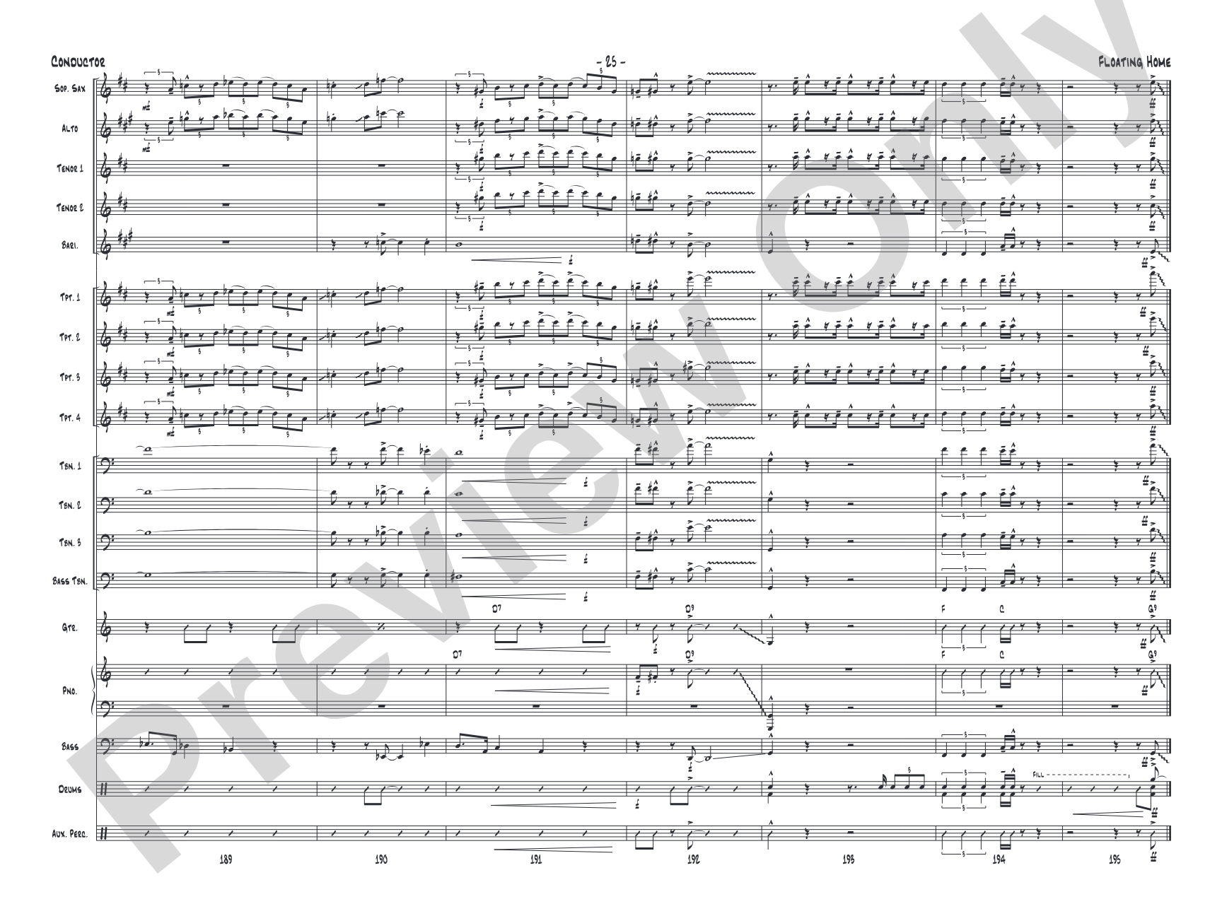 Floating Home: Jazz Ensemble Conductor Score & Parts