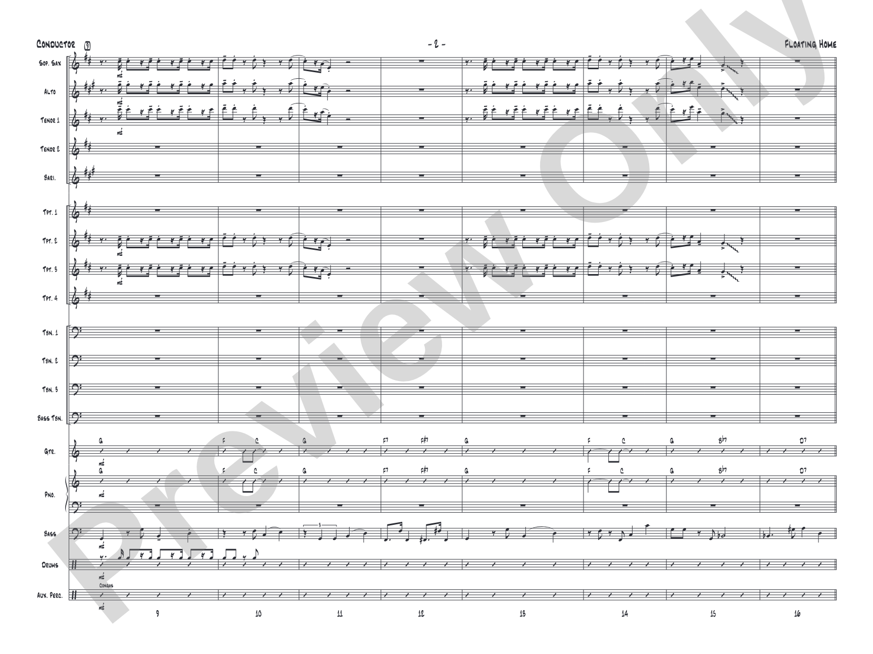 Floating Home: Jazz Ensemble Conductor Score & Parts