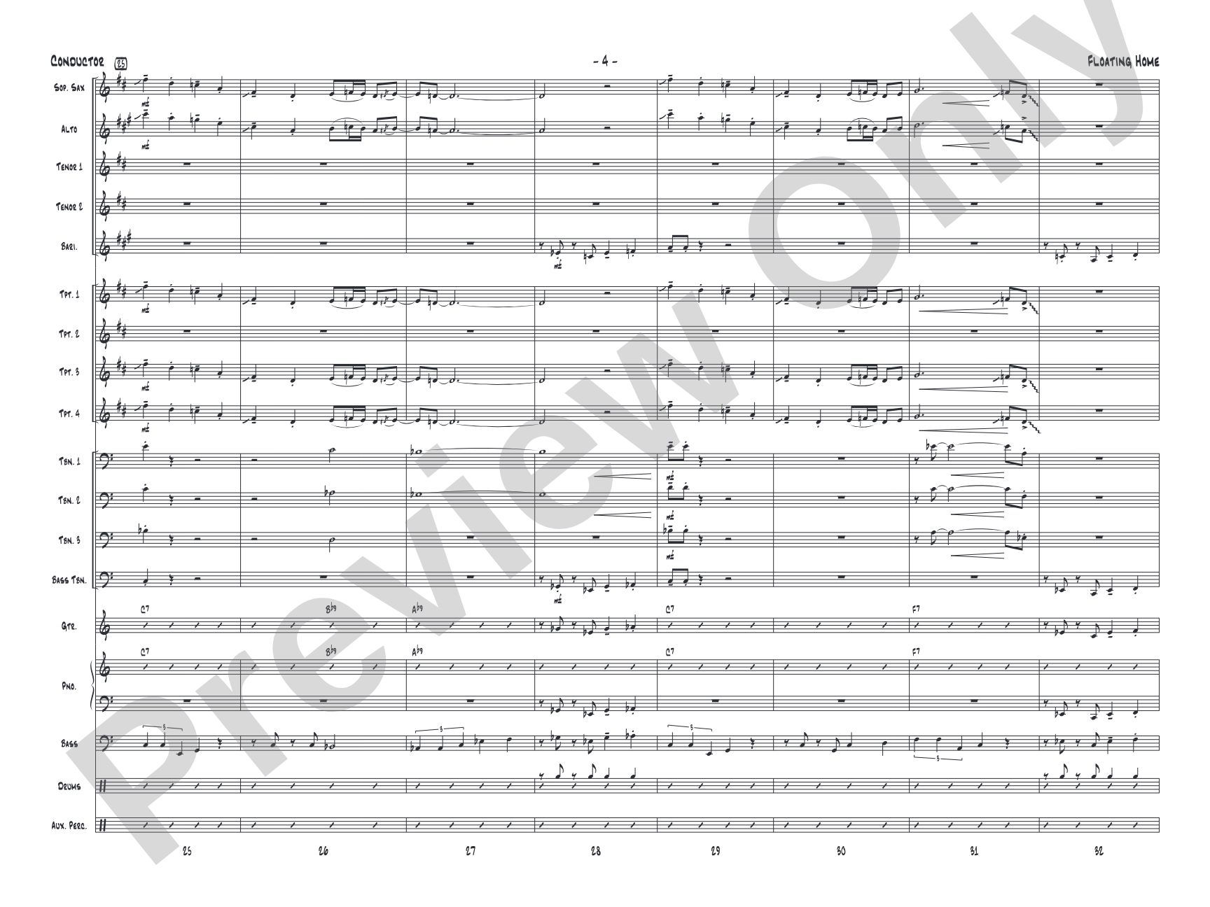 Floating Home: Jazz Ensemble Conductor Score & Parts