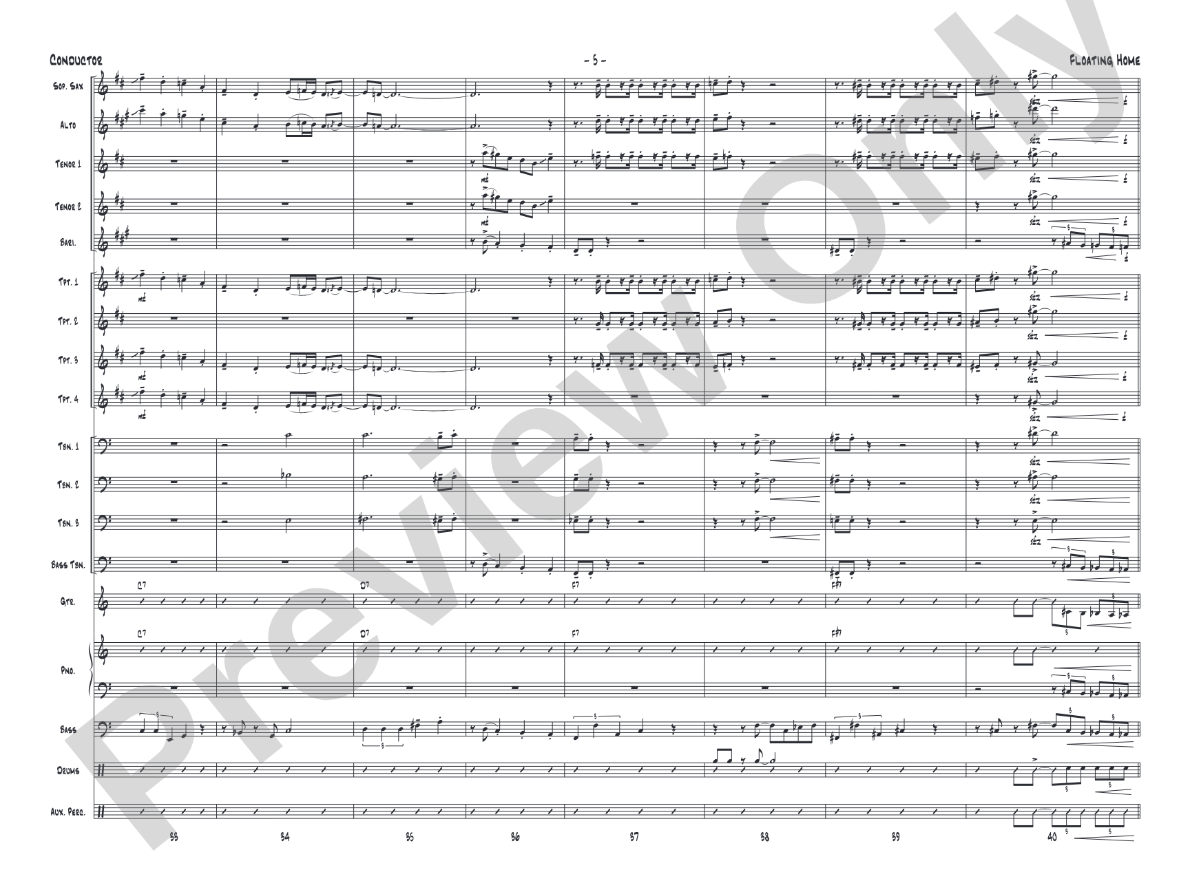 Floating Home: Jazz Ensemble Conductor Score & Parts