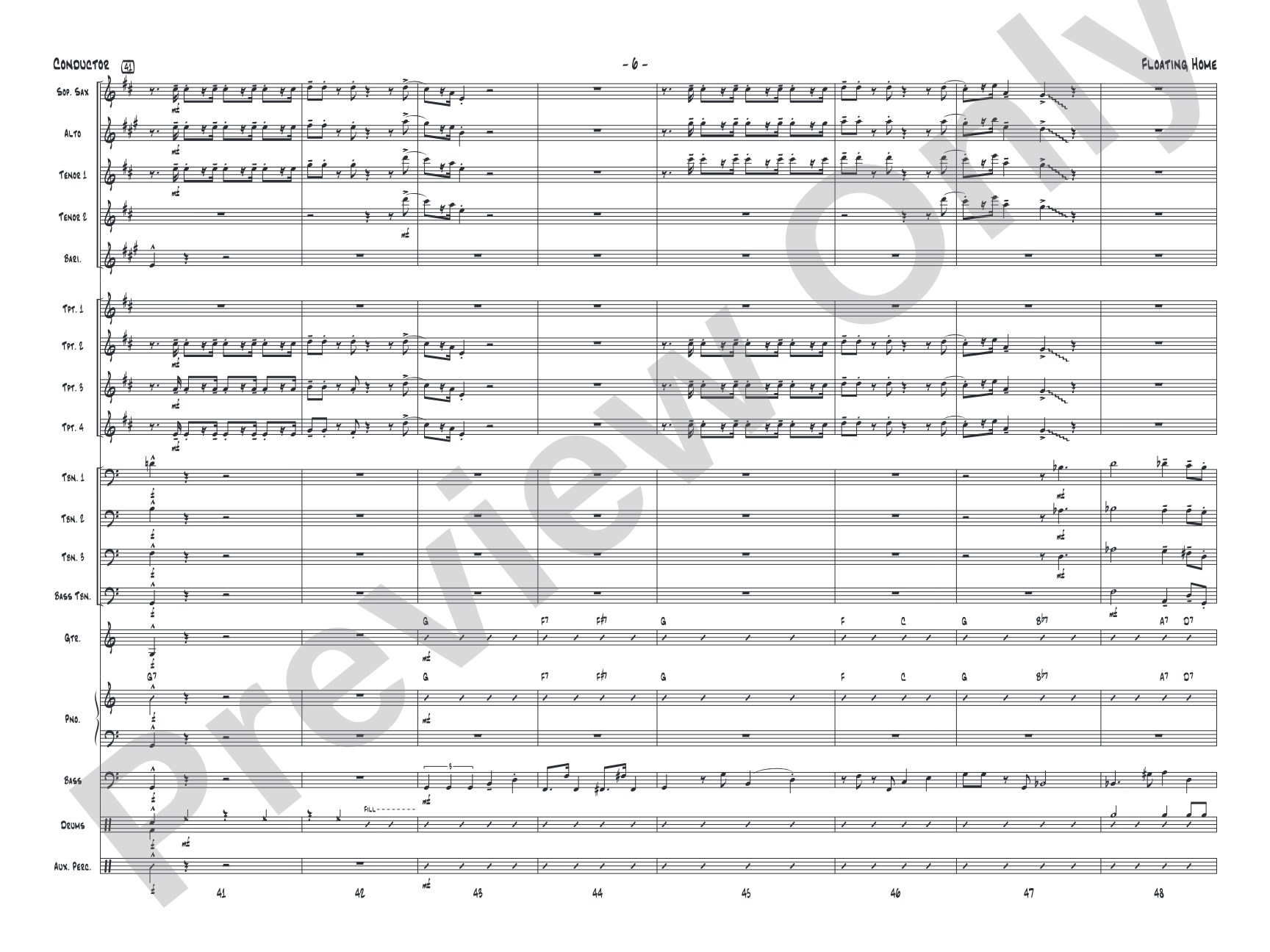 Floating Home: Jazz Ensemble Conductor Score & Parts