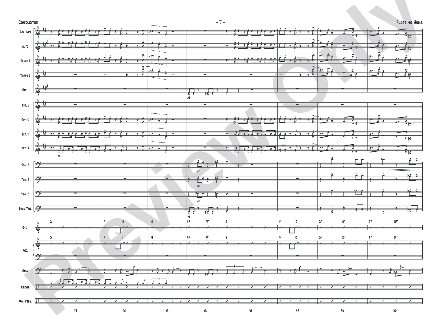 Floating Home: Jazz Ensemble Conductor Score & Parts