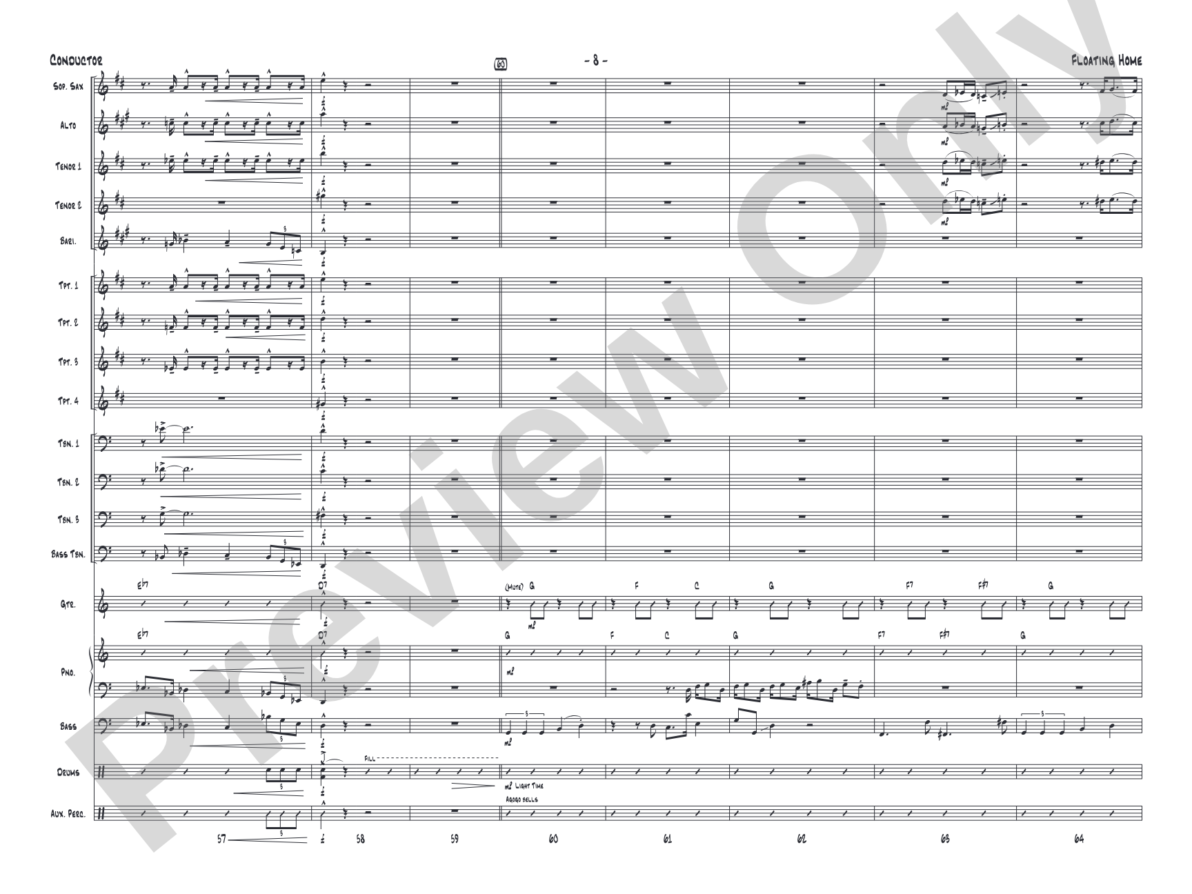 Floating Home: Jazz Ensemble Conductor Score & Parts