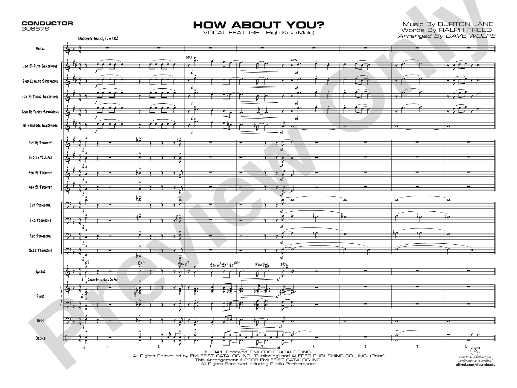 How About You?: Vocal Solo with Jazz Ensemble Conductor Score & Parts