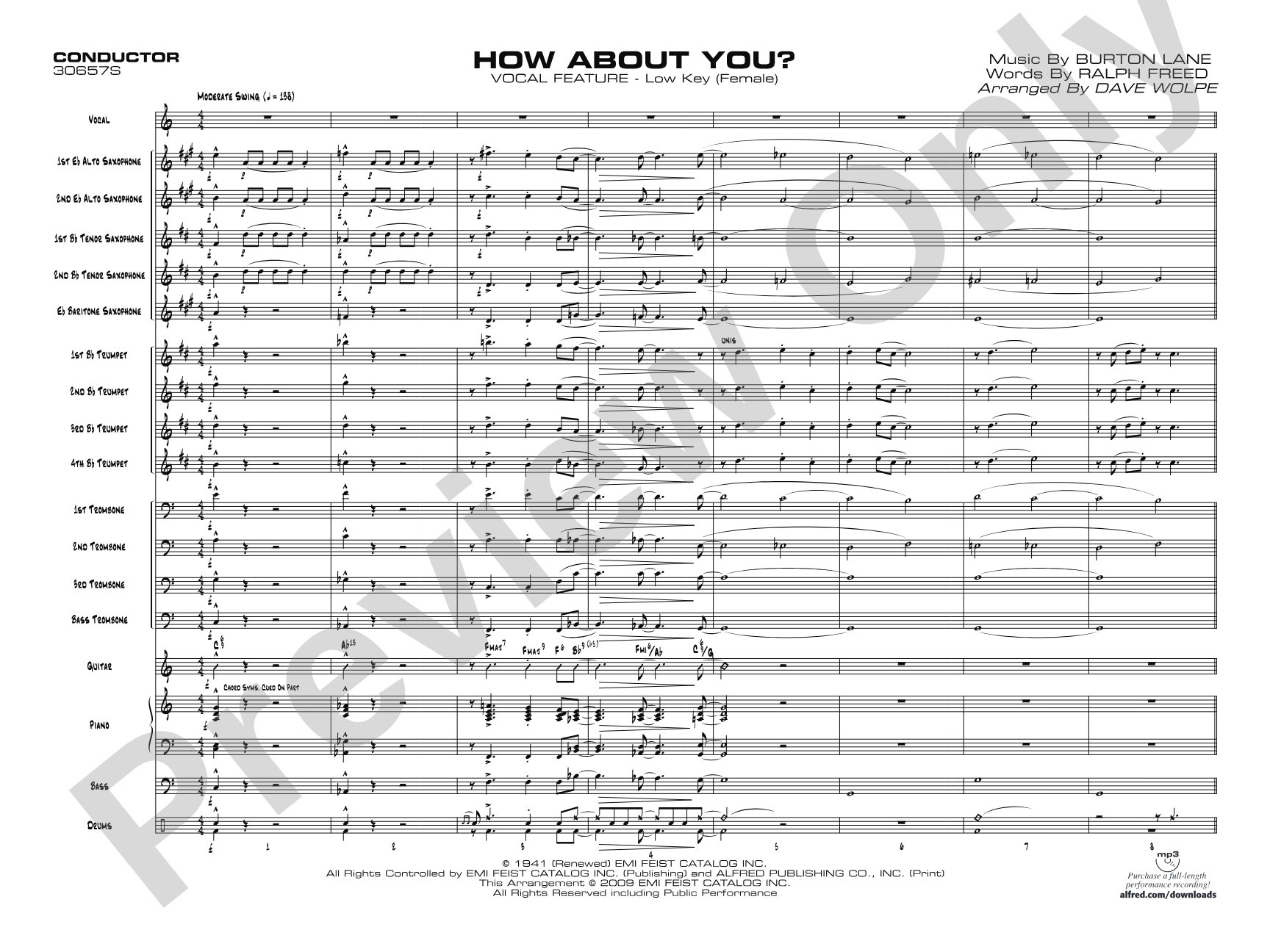 How About You?: Vocal Solo with Jazz Ensemble Conductor Score & Parts