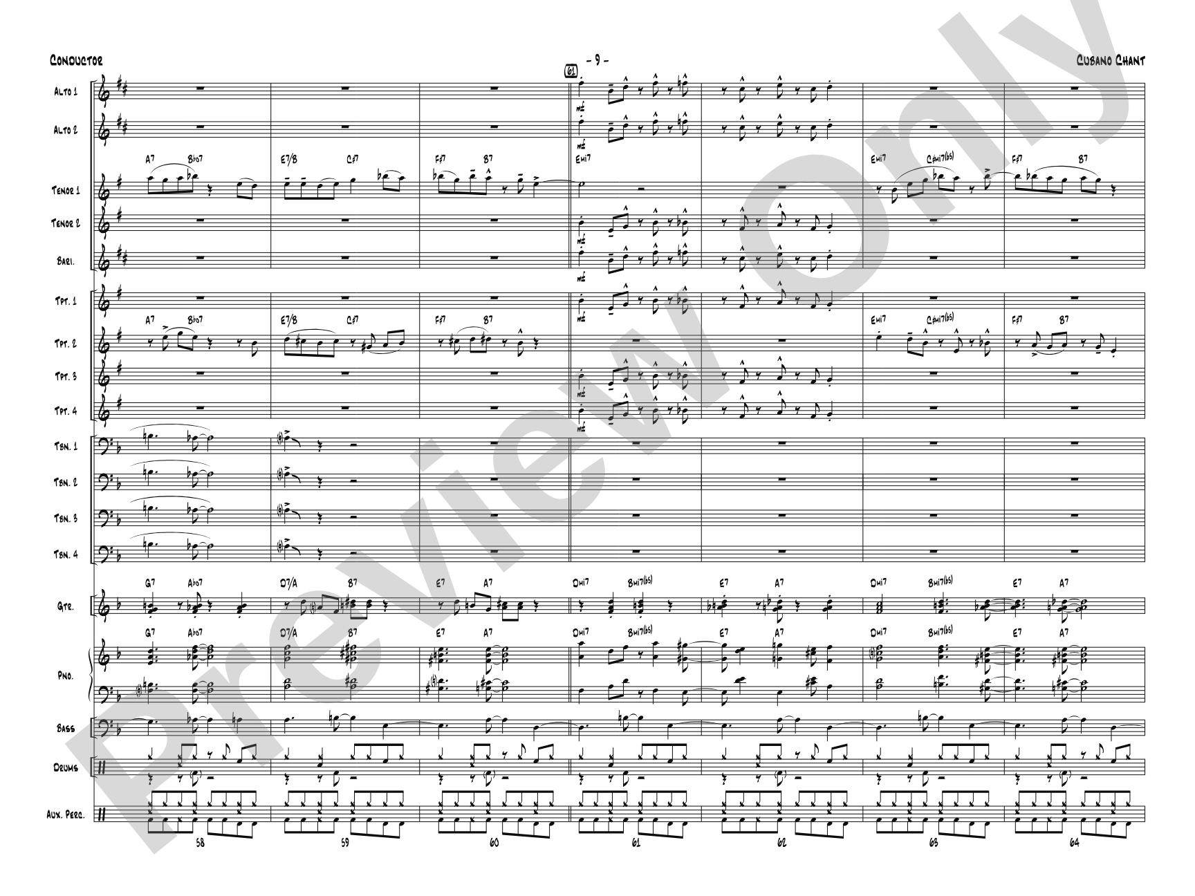 Cubano Chant: Jazz Ensemble Conductor Score & Parts