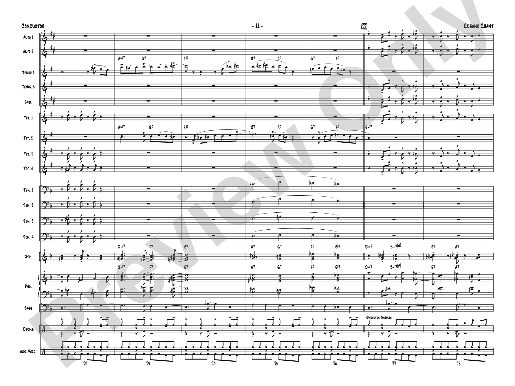 Cubano Chant: Jazz Ensemble Conductor Score & Parts