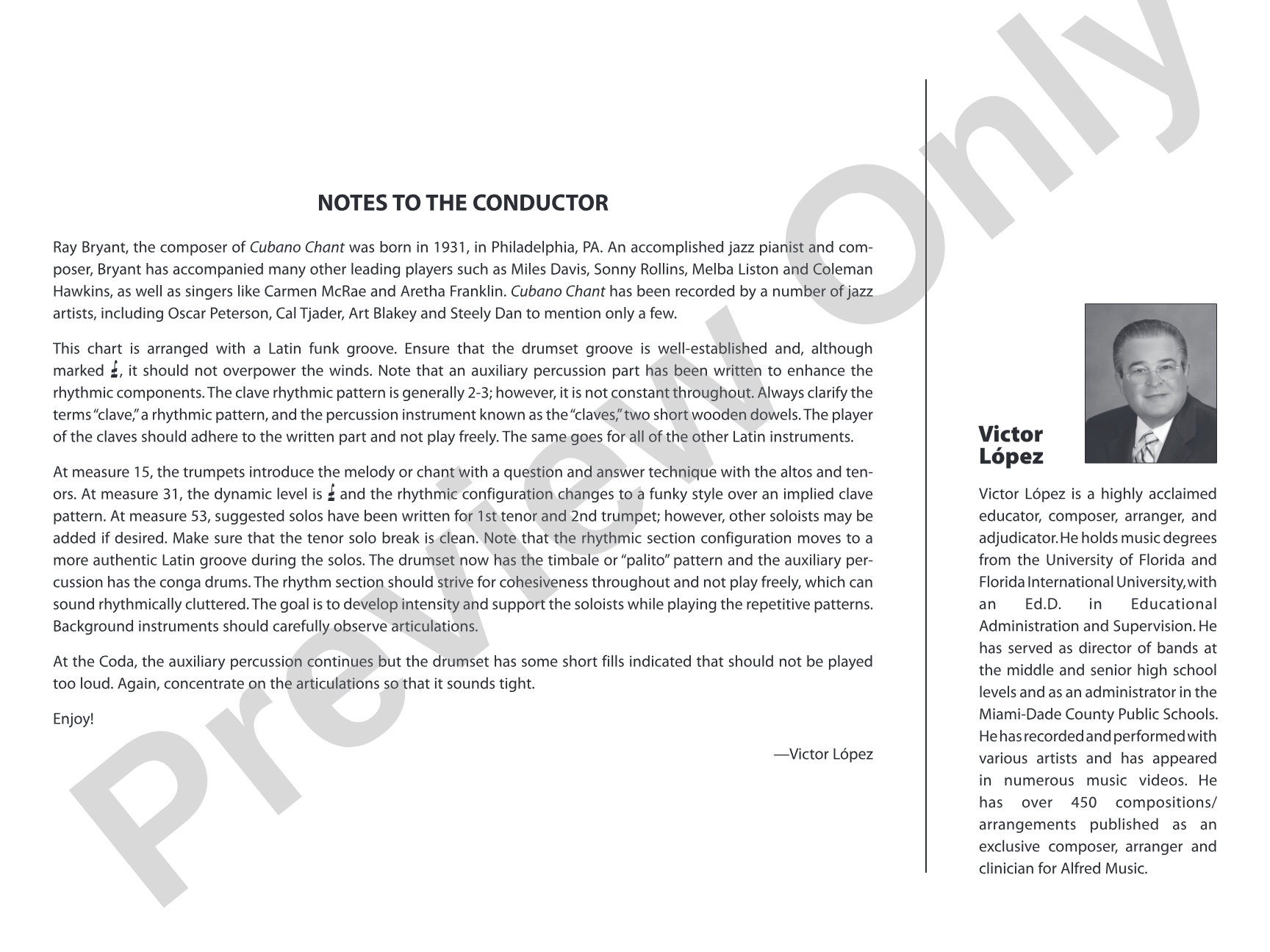 Cubano Chant: Jazz Ensemble Conductor Score & Parts