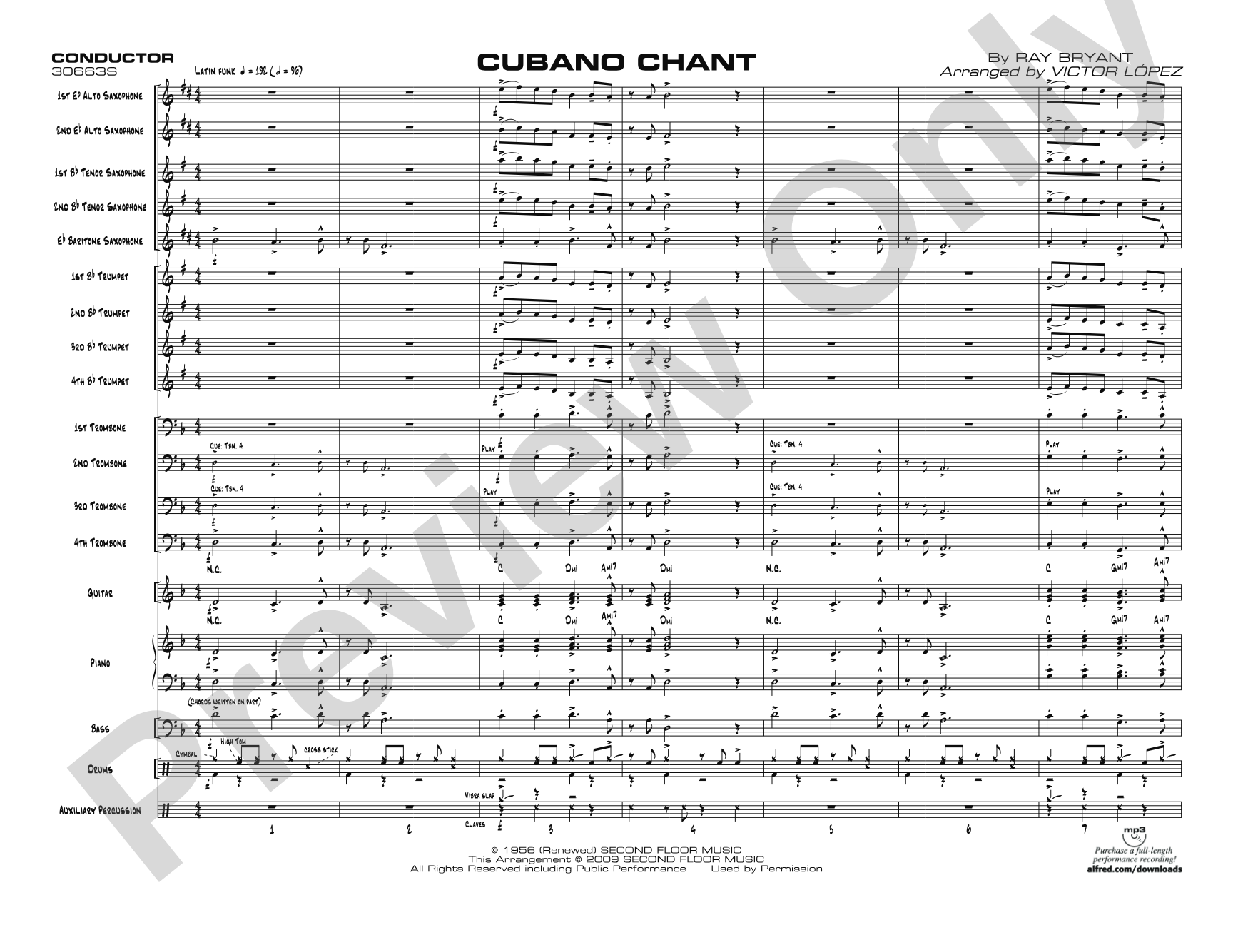 Cubano Chant: Jazz Ensemble Conductor Score & Parts