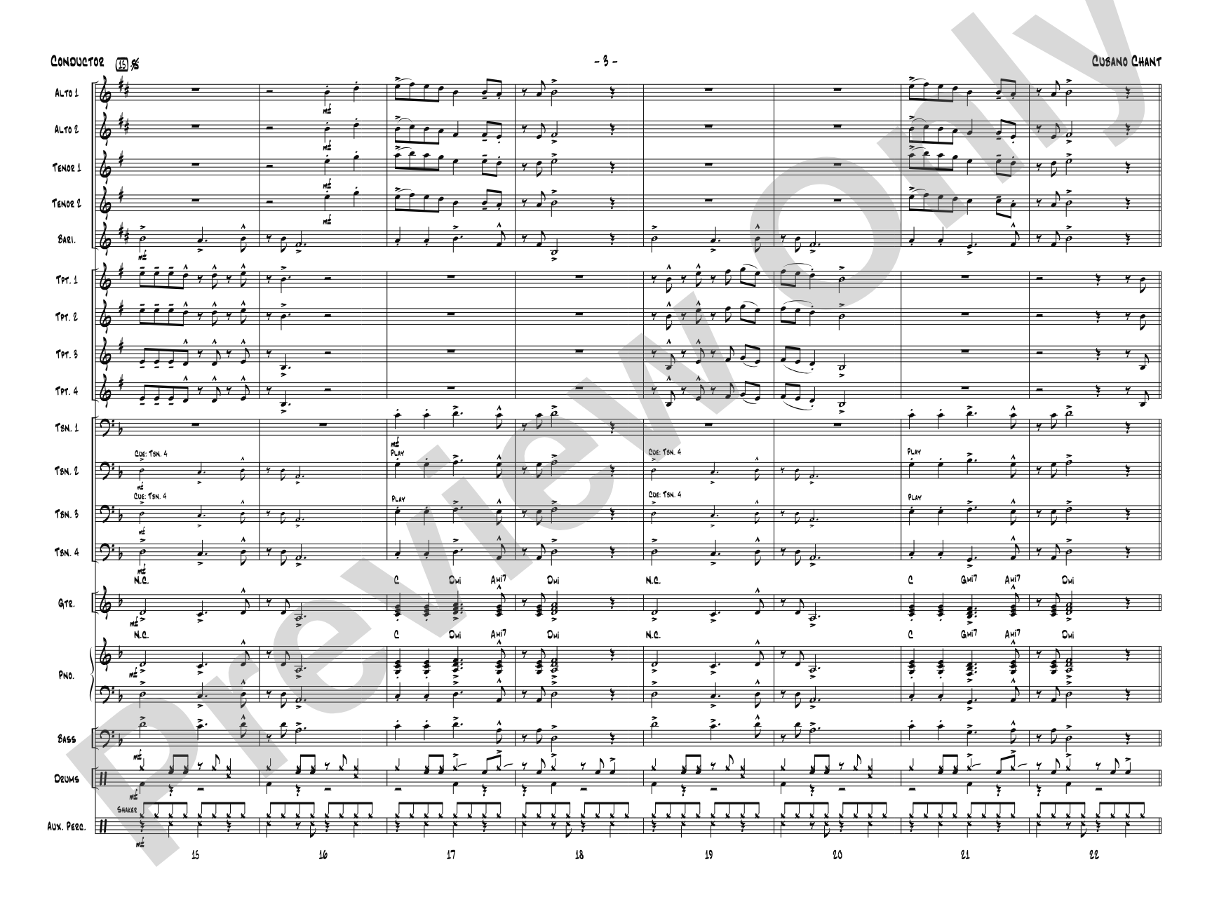 Cubano Chant: Jazz Ensemble Conductor Score & Parts