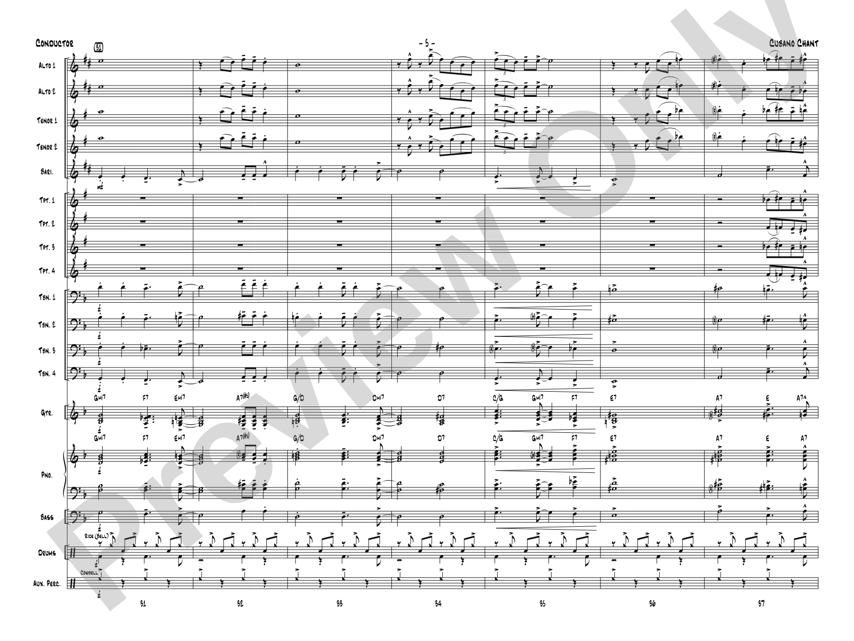 Cubano Chant: Jazz Ensemble Conductor Score & Parts