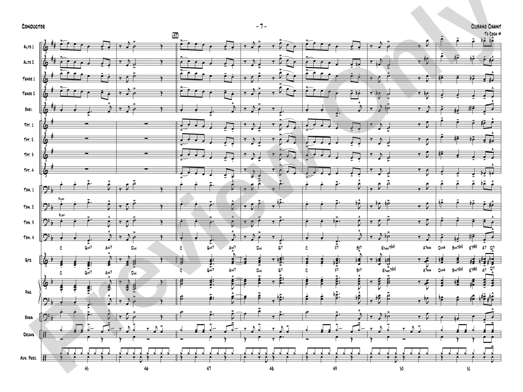 Cubano Chant: Jazz Ensemble Conductor Score & Parts