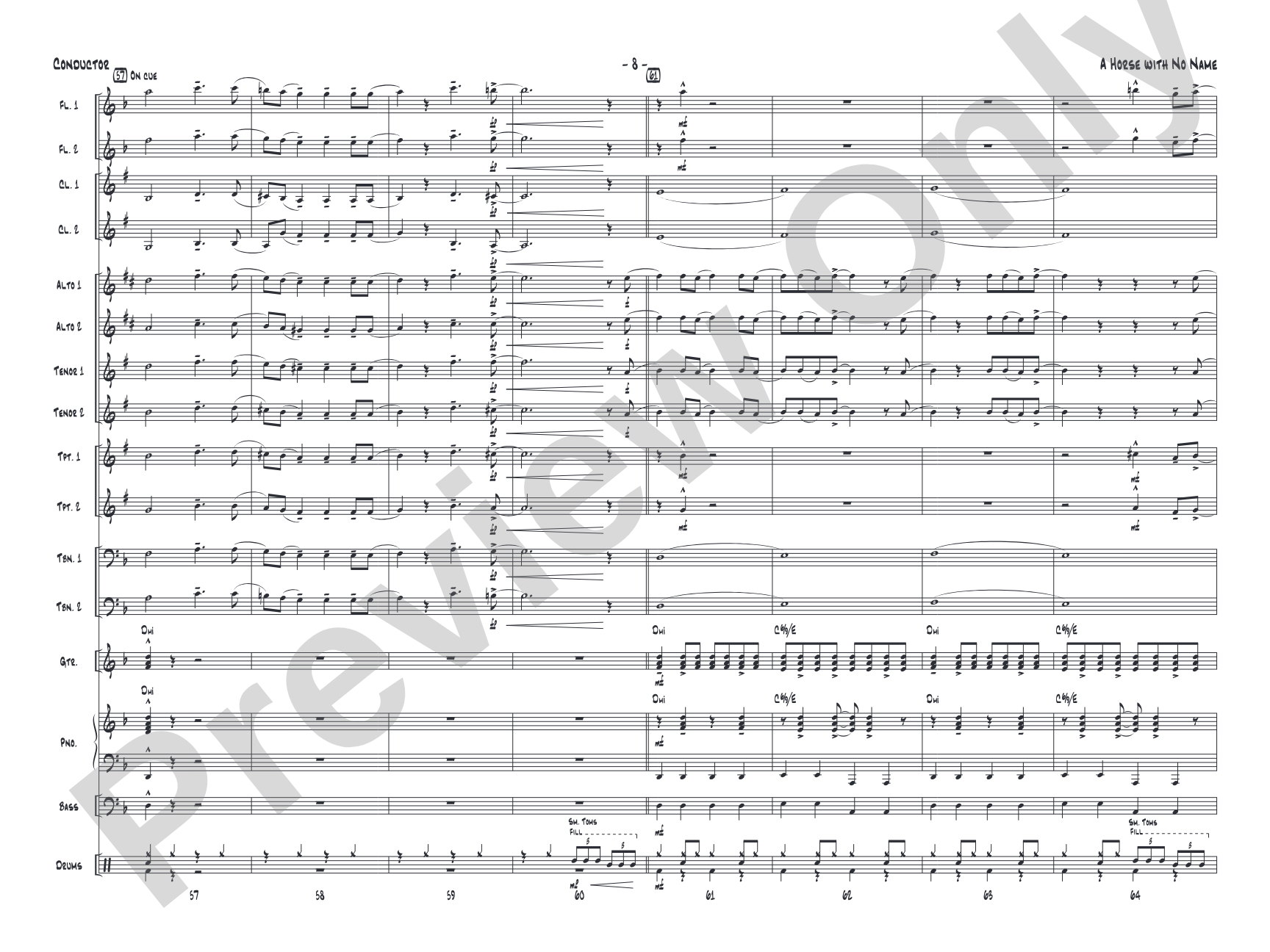 A Horse with No Name: Jazz Ensemble Conductor Score & Parts