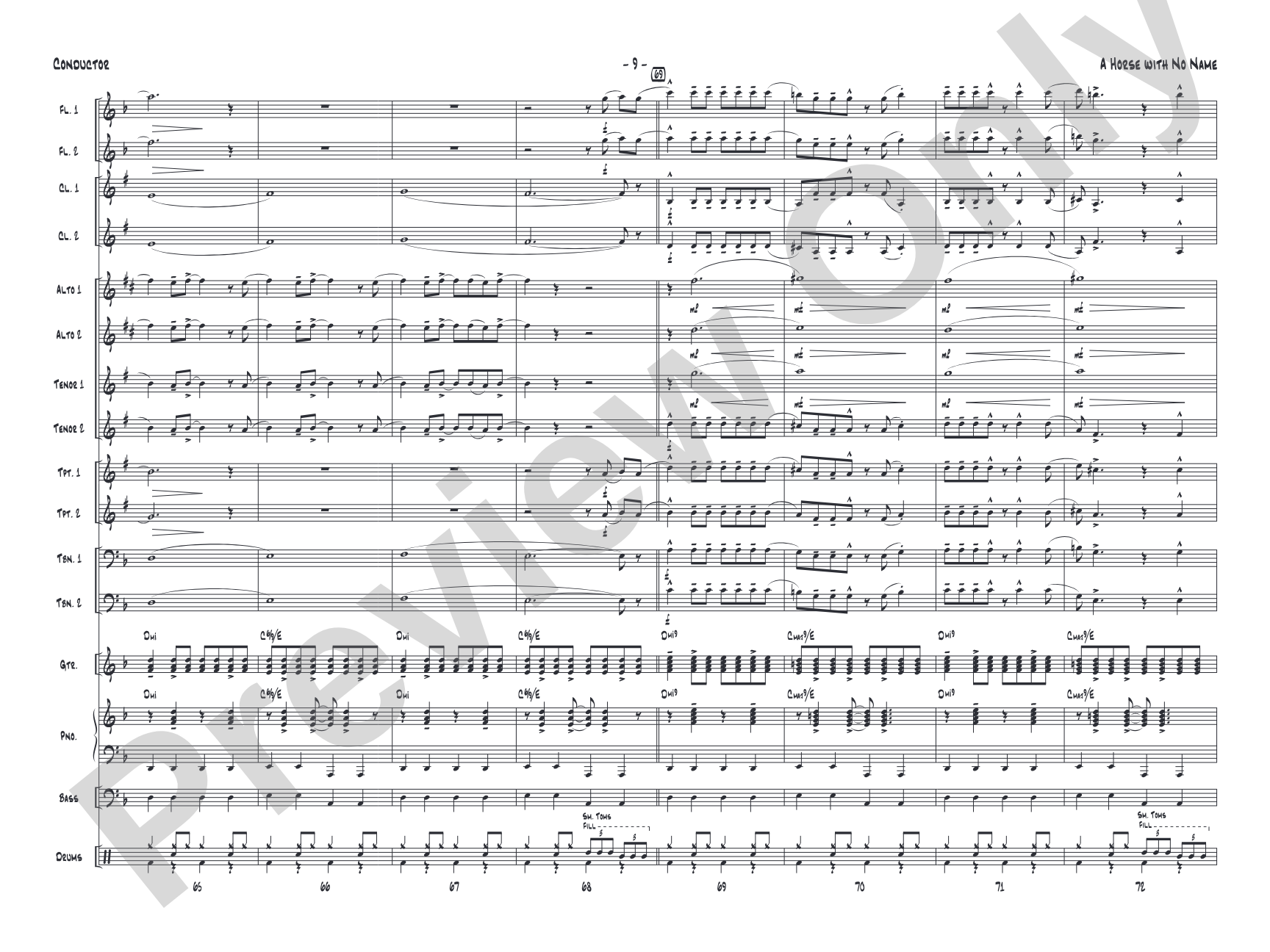 A Horse with No Name: Jazz Ensemble Conductor Score & Parts