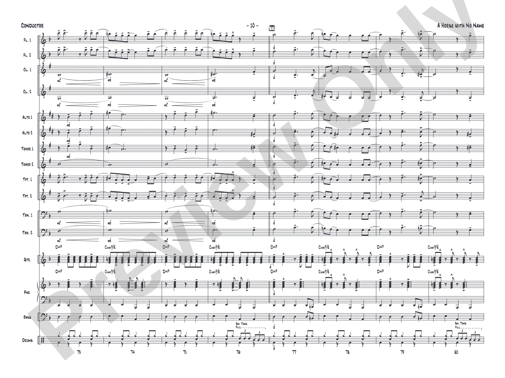A Horse with No Name: Jazz Ensemble Conductor Score & Parts