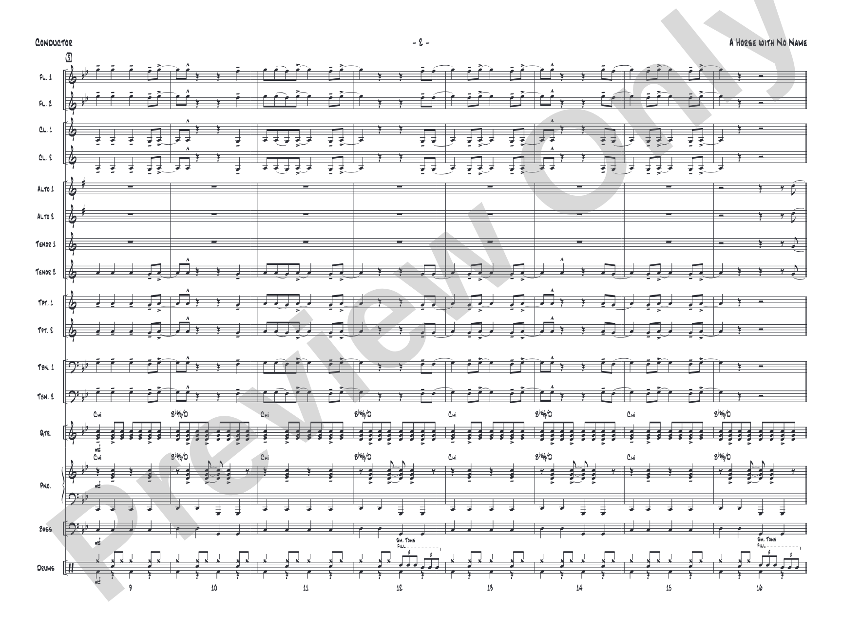 A Horse with No Name: Jazz Ensemble Conductor Score & Parts