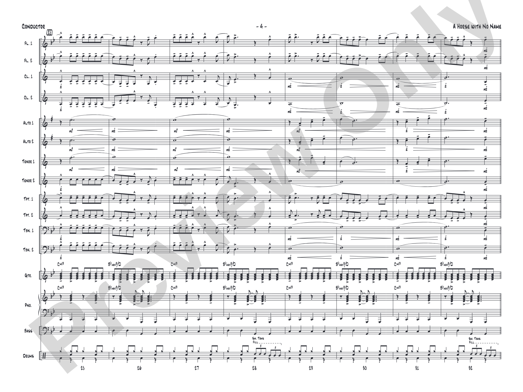 A Horse with No Name: Jazz Ensemble Conductor Score & Parts
