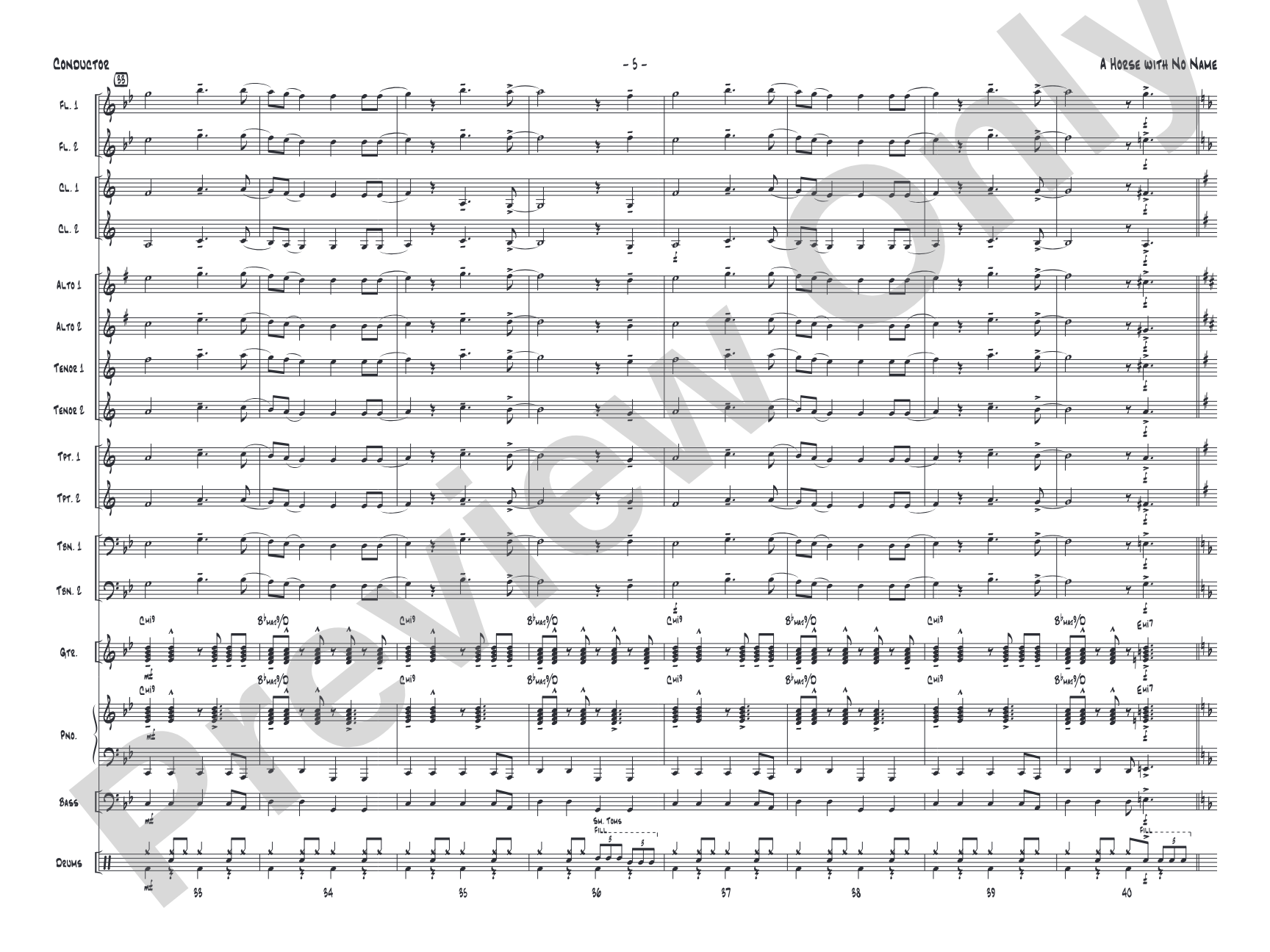 A Horse with No Name: Jazz Ensemble Conductor Score & Parts