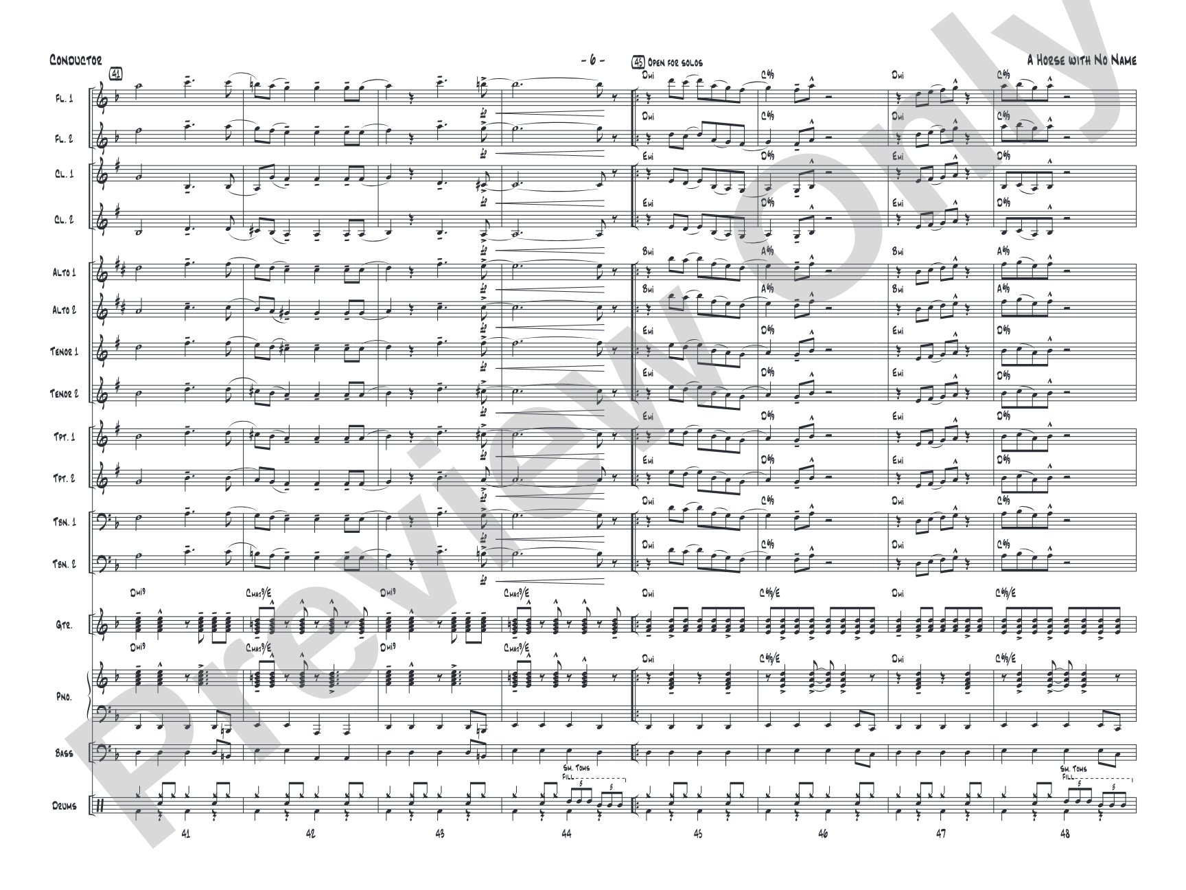 A Horse with No Name: Jazz Ensemble Conductor Score & Parts