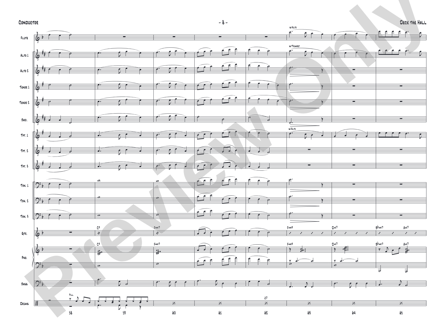 Deck the Hall: Jazz Ensemble Conductor Score & Parts