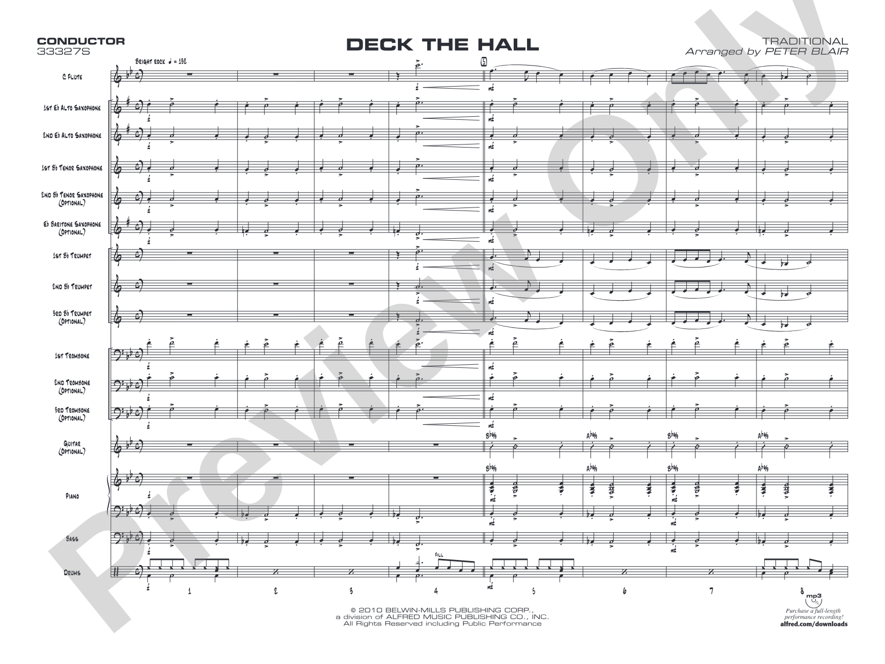 Deck the Hall: Jazz Ensemble Conductor Score & Parts
