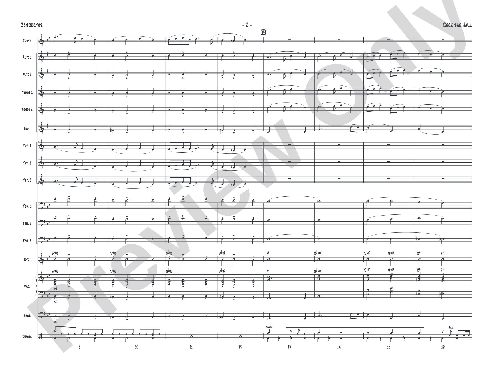 Deck the Hall: Jazz Ensemble Conductor Score & Parts