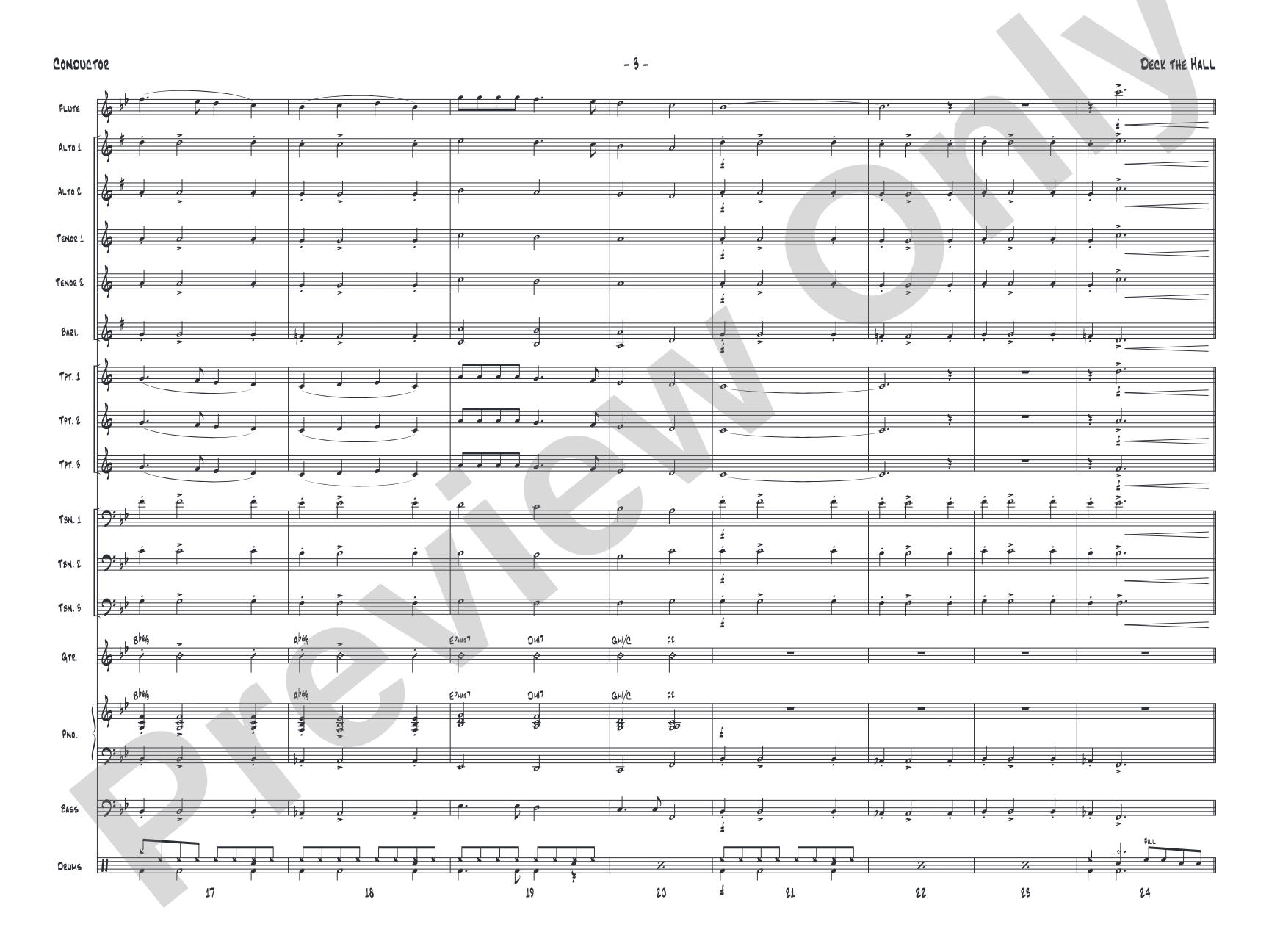 Deck the Hall: Jazz Ensemble Conductor Score & Parts