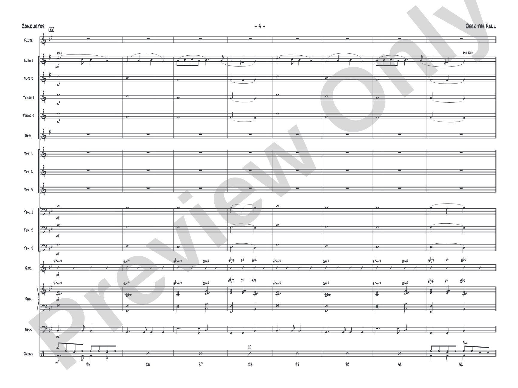Deck the Hall: Jazz Ensemble Conductor Score & Parts