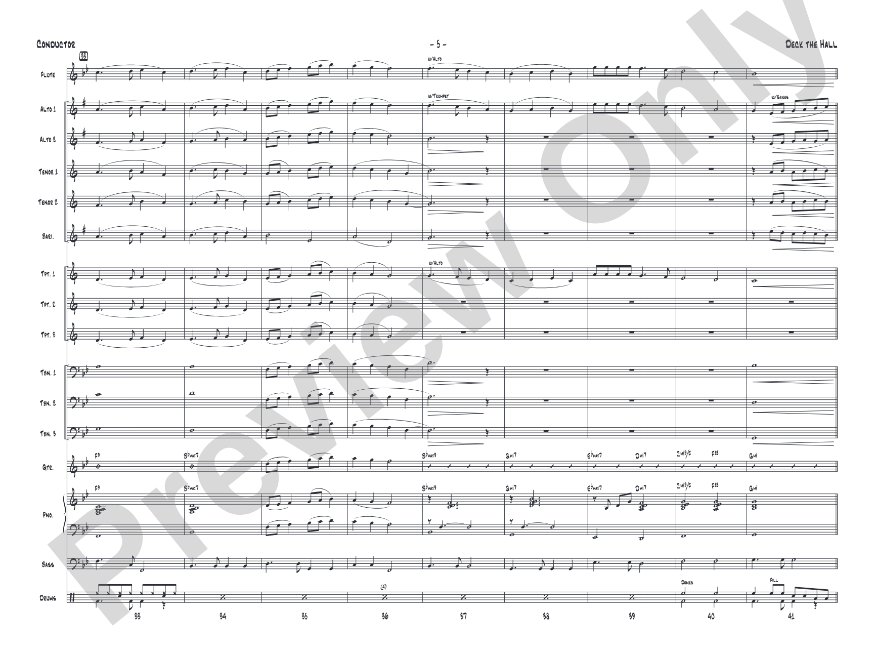 Deck the Hall: Jazz Ensemble Conductor Score & Parts
