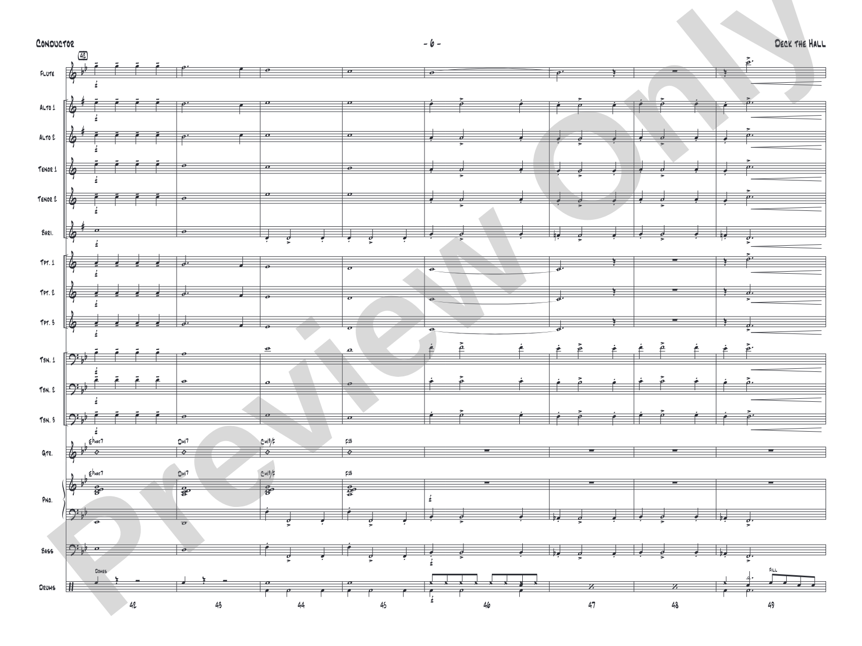 Deck the Hall: Jazz Ensemble Conductor Score & Parts
