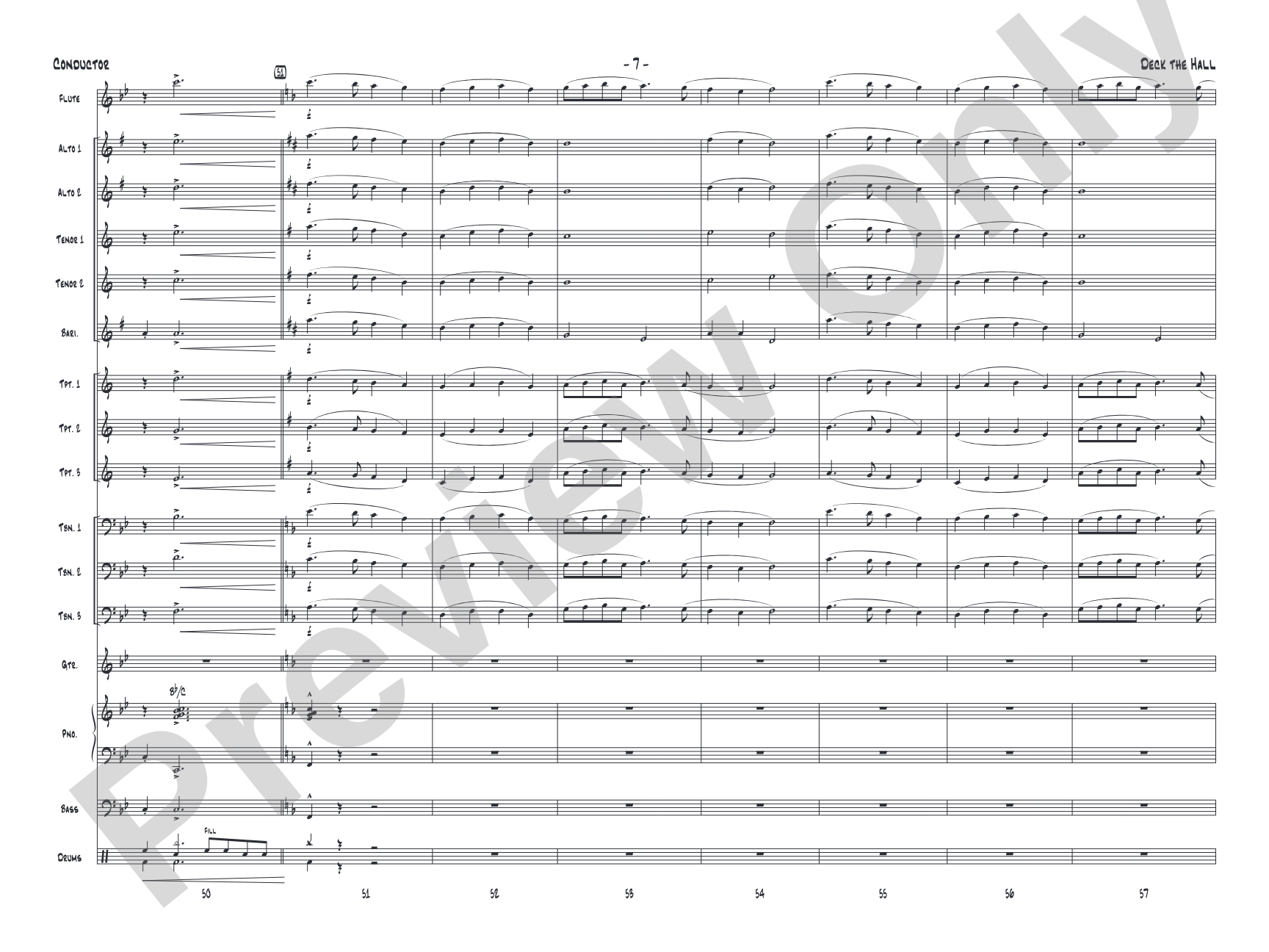 Deck the Hall: Jazz Ensemble Conductor Score & Parts