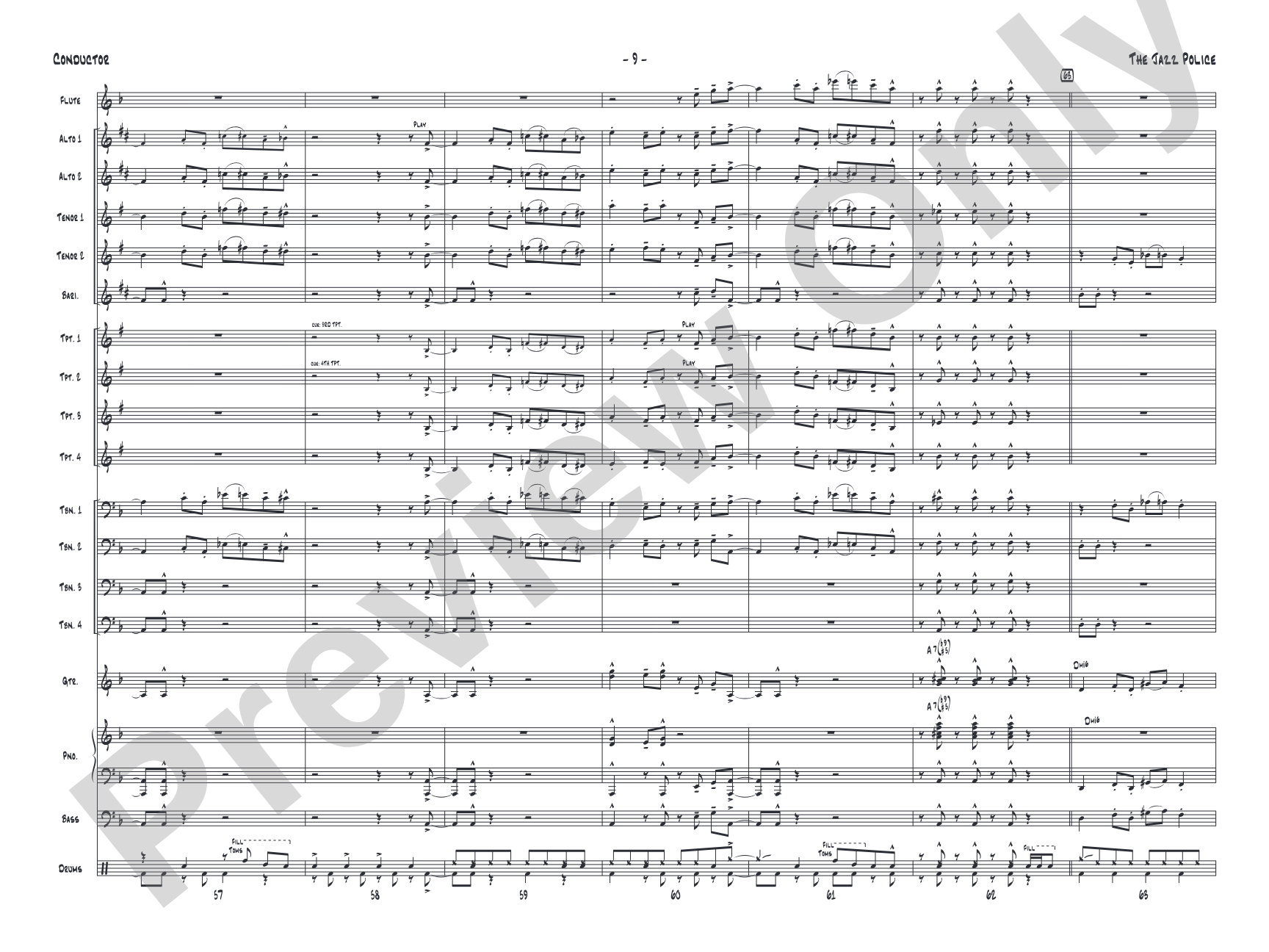 The Jazz Police: Jazz Ensemble Conductor Score & Parts