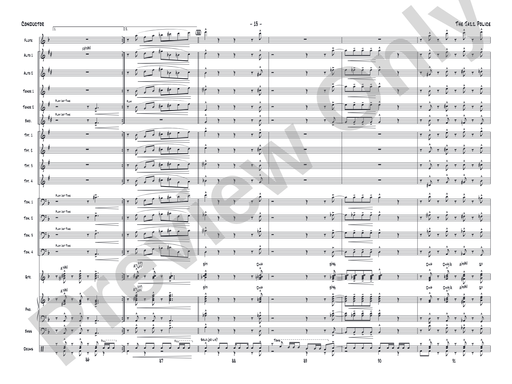 The Jazz Police: Jazz Ensemble Conductor Score & Parts