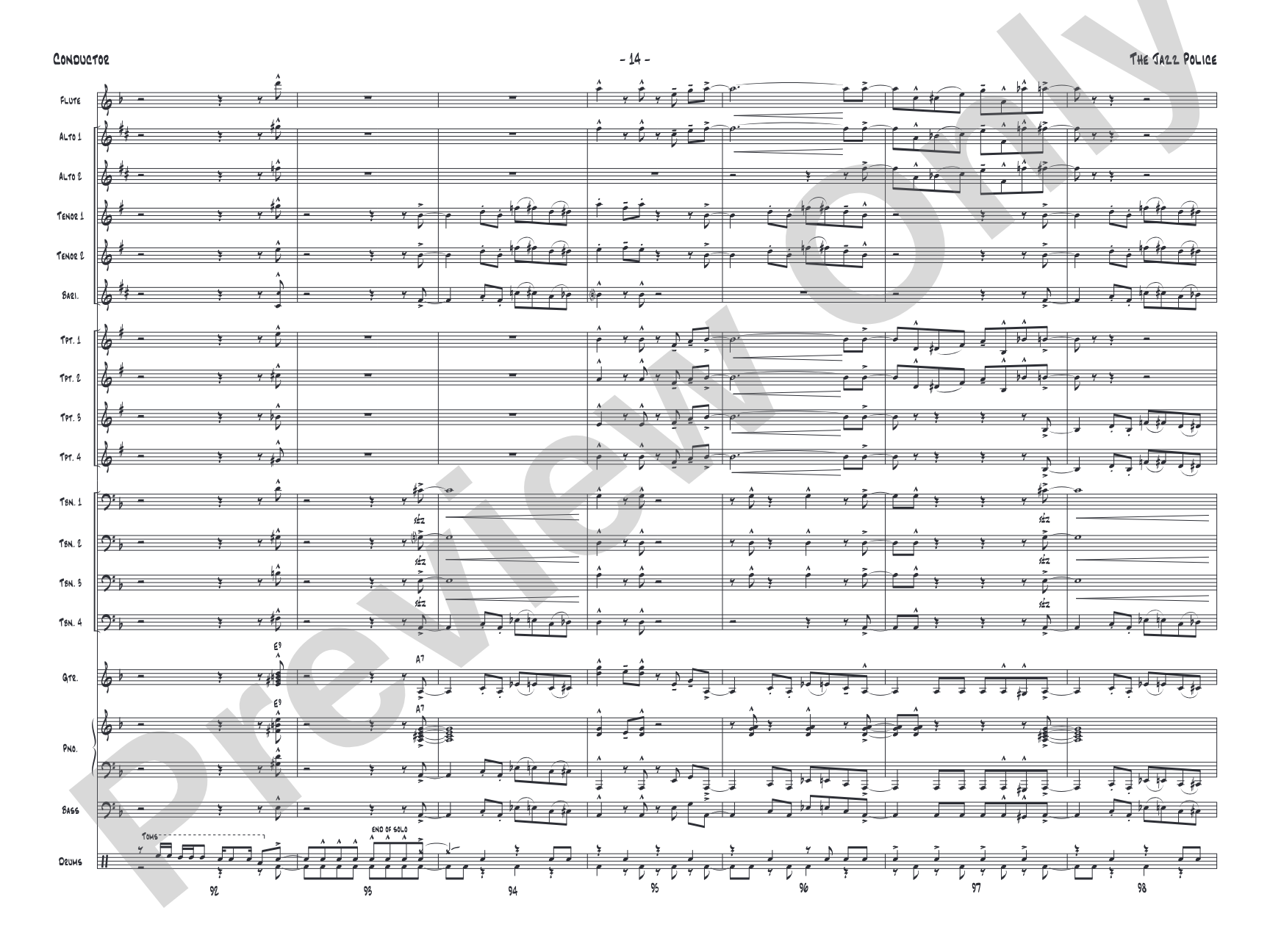 The Jazz Police: Jazz Ensemble Conductor Score & Parts