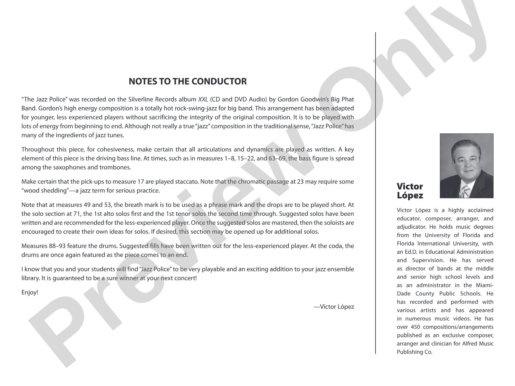 The Jazz Police: Jazz Ensemble Conductor Score & Parts