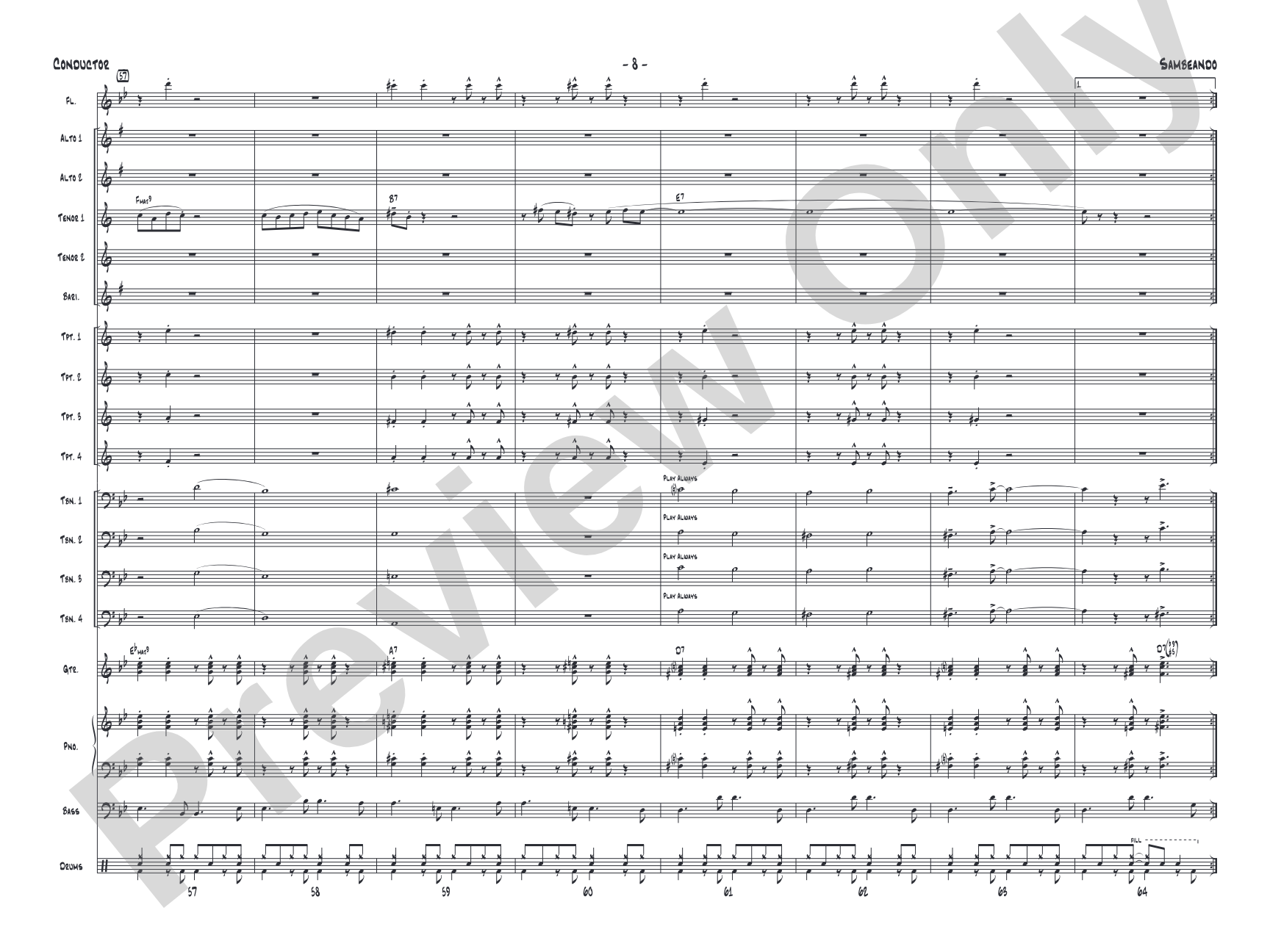 Sambeando: Jazz Ensemble Conductor Score & Parts