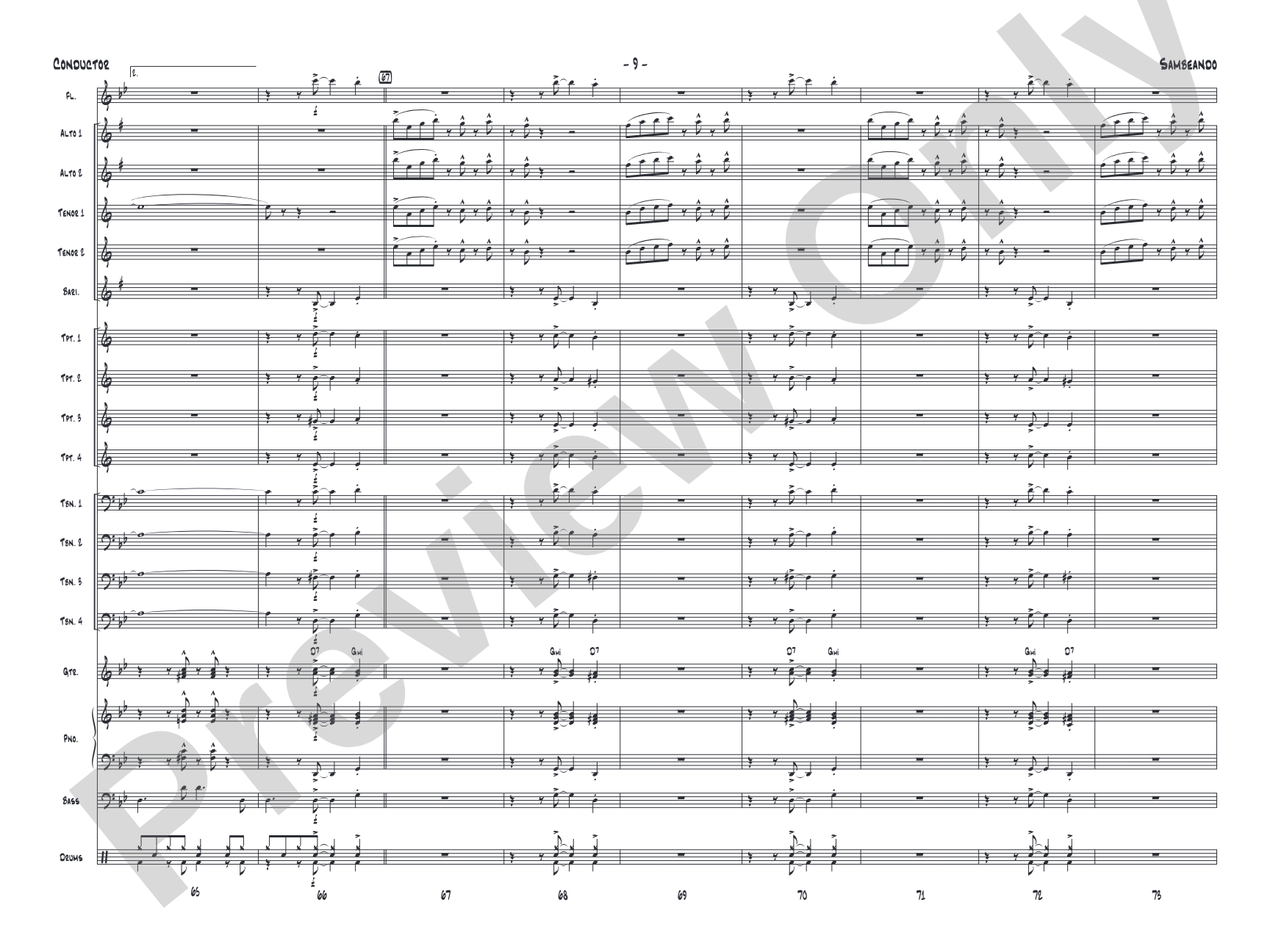 Sambeando: Jazz Ensemble Conductor Score & Parts