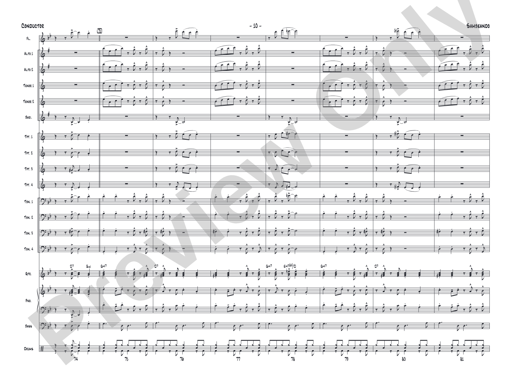 Sambeando: Jazz Ensemble Conductor Score & Parts