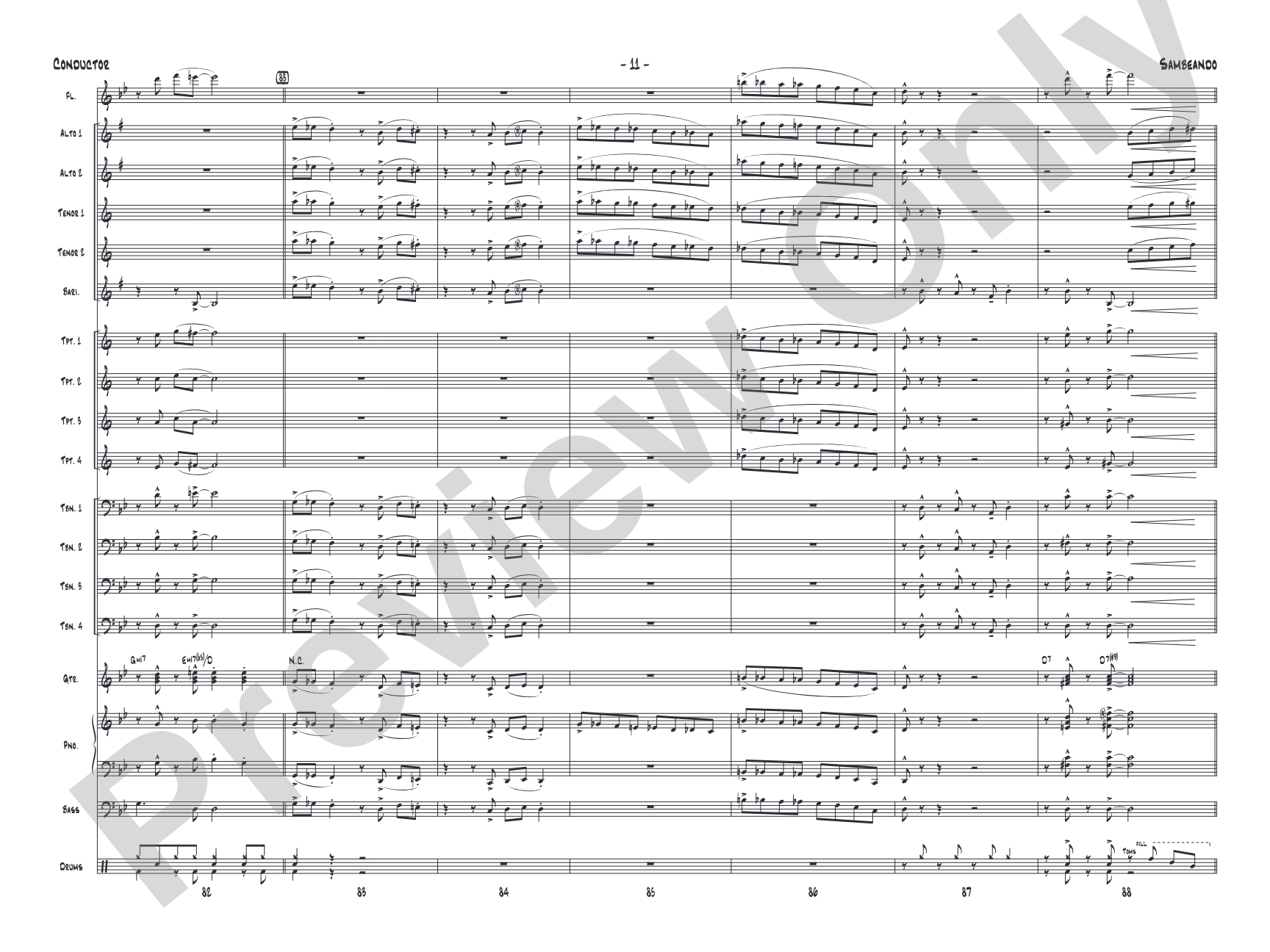 Sambeando: Jazz Ensemble Conductor Score & Parts