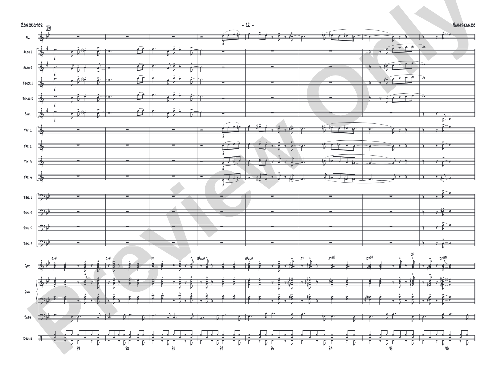 Sambeando: Jazz Ensemble Conductor Score & Parts