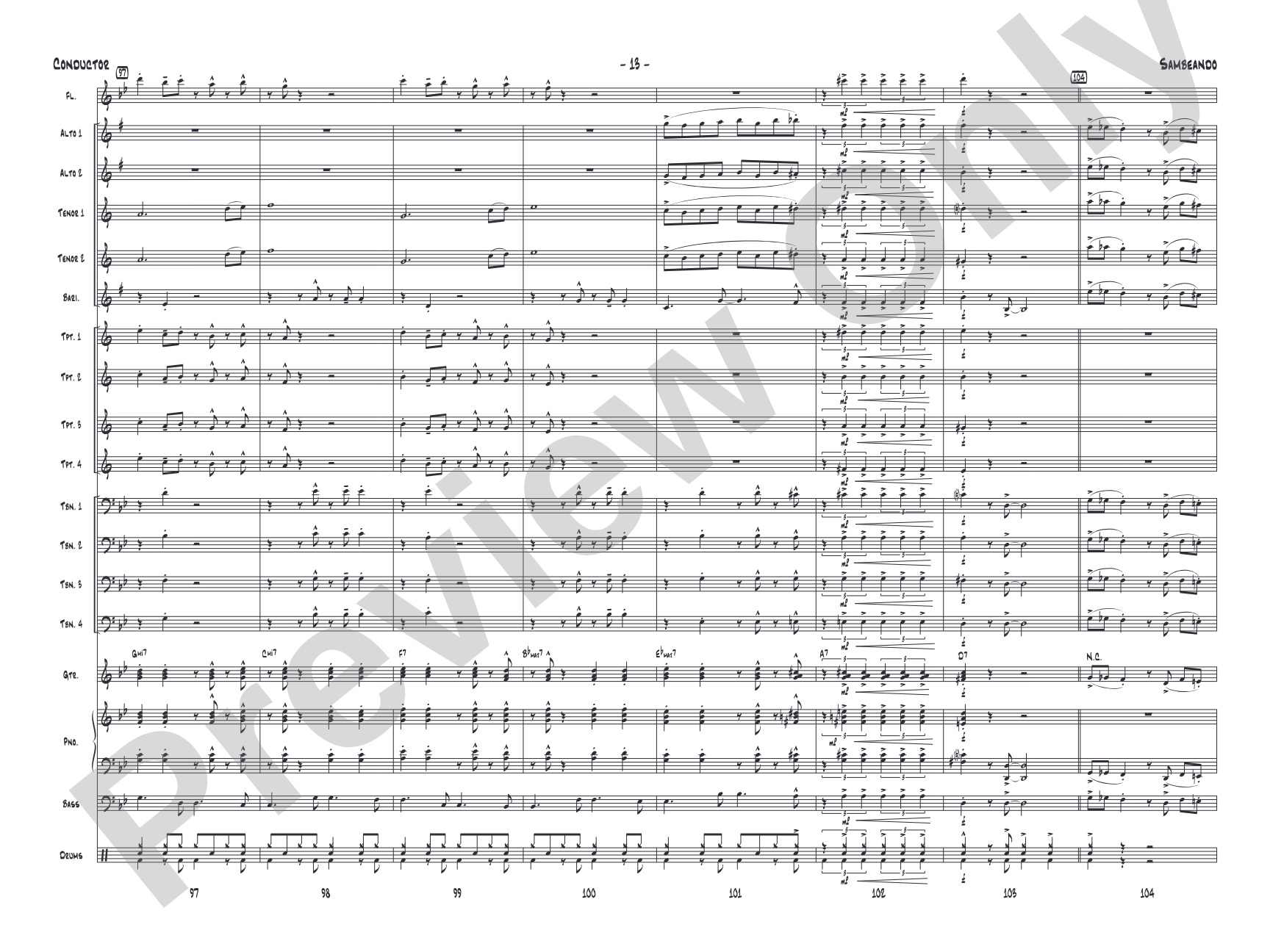 Sambeando: Jazz Ensemble Conductor Score & Parts