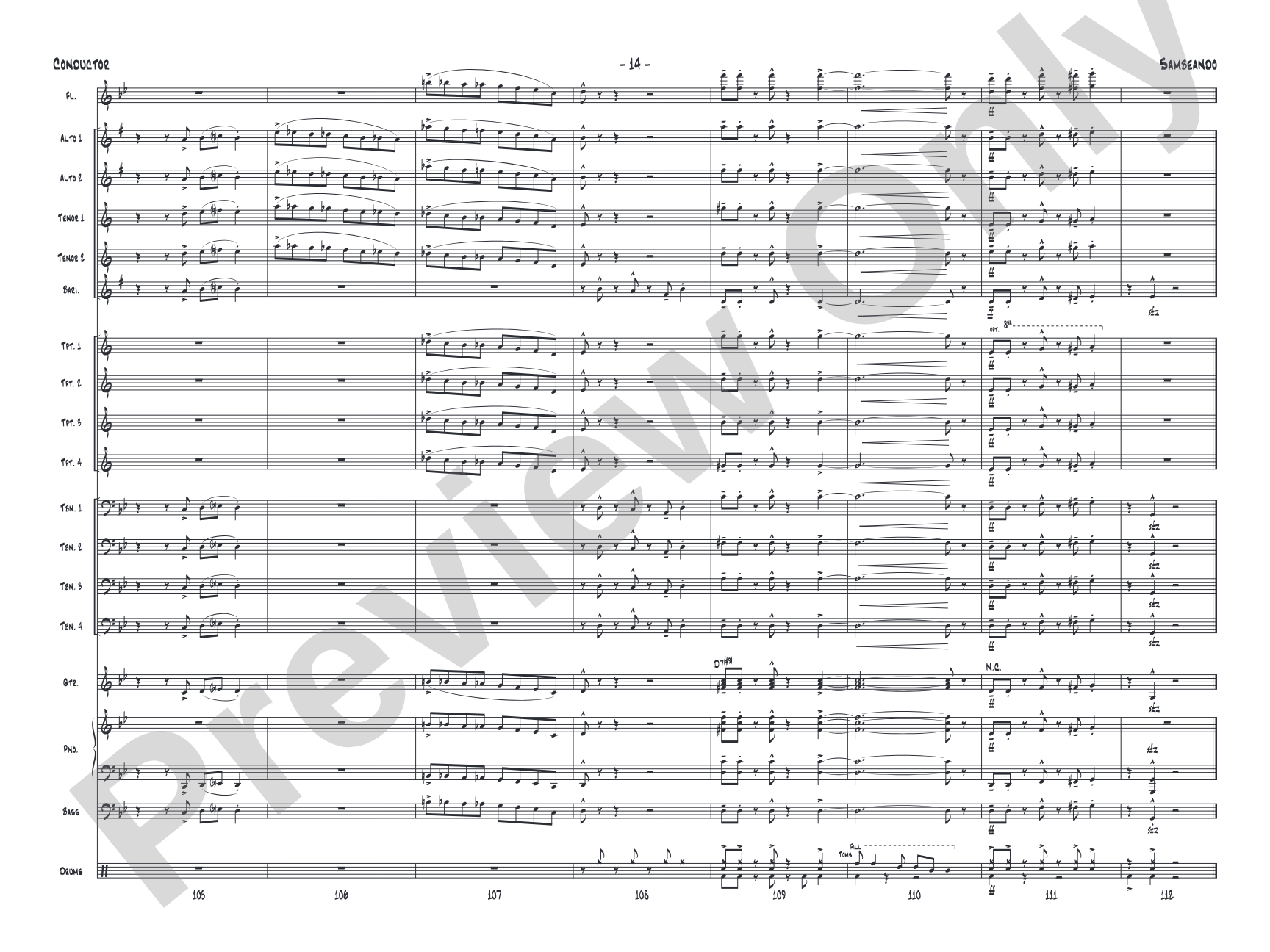 Sambeando: Jazz Ensemble Conductor Score & Parts